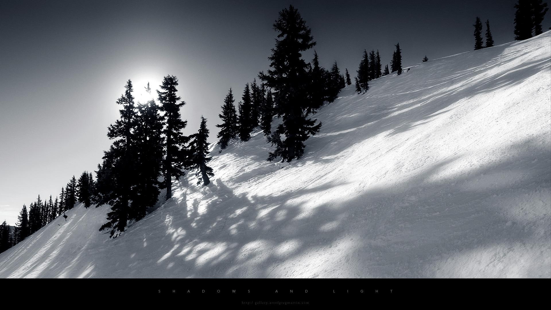 snow, 1080P, mountain, 3d and abstract, nature, light, shadows, HD Wallpaper