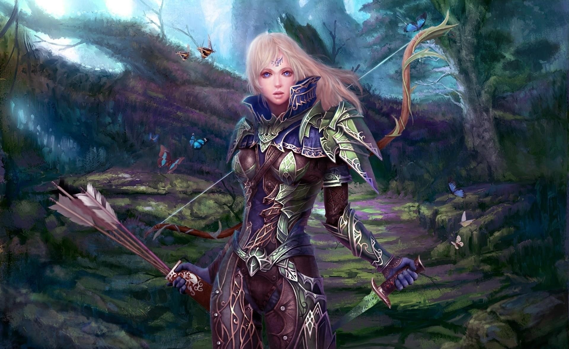 weapon, women, knife, arrows, fantasy, fantasy art, art, 1080P, HD Wallpaper