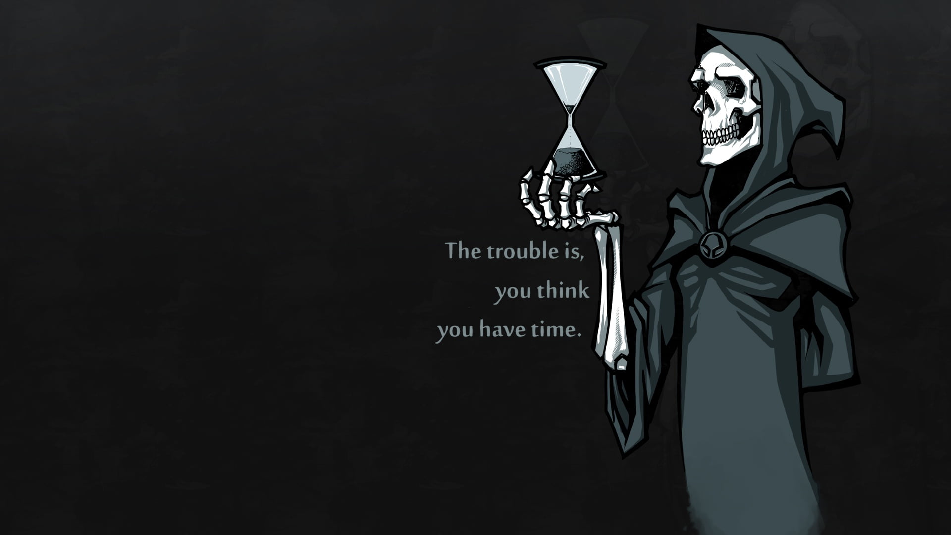 minimalism, hourglasses, hoods, Sake, bones, 1080P, simple background, time, black background, skeleton, HD Wallpaper