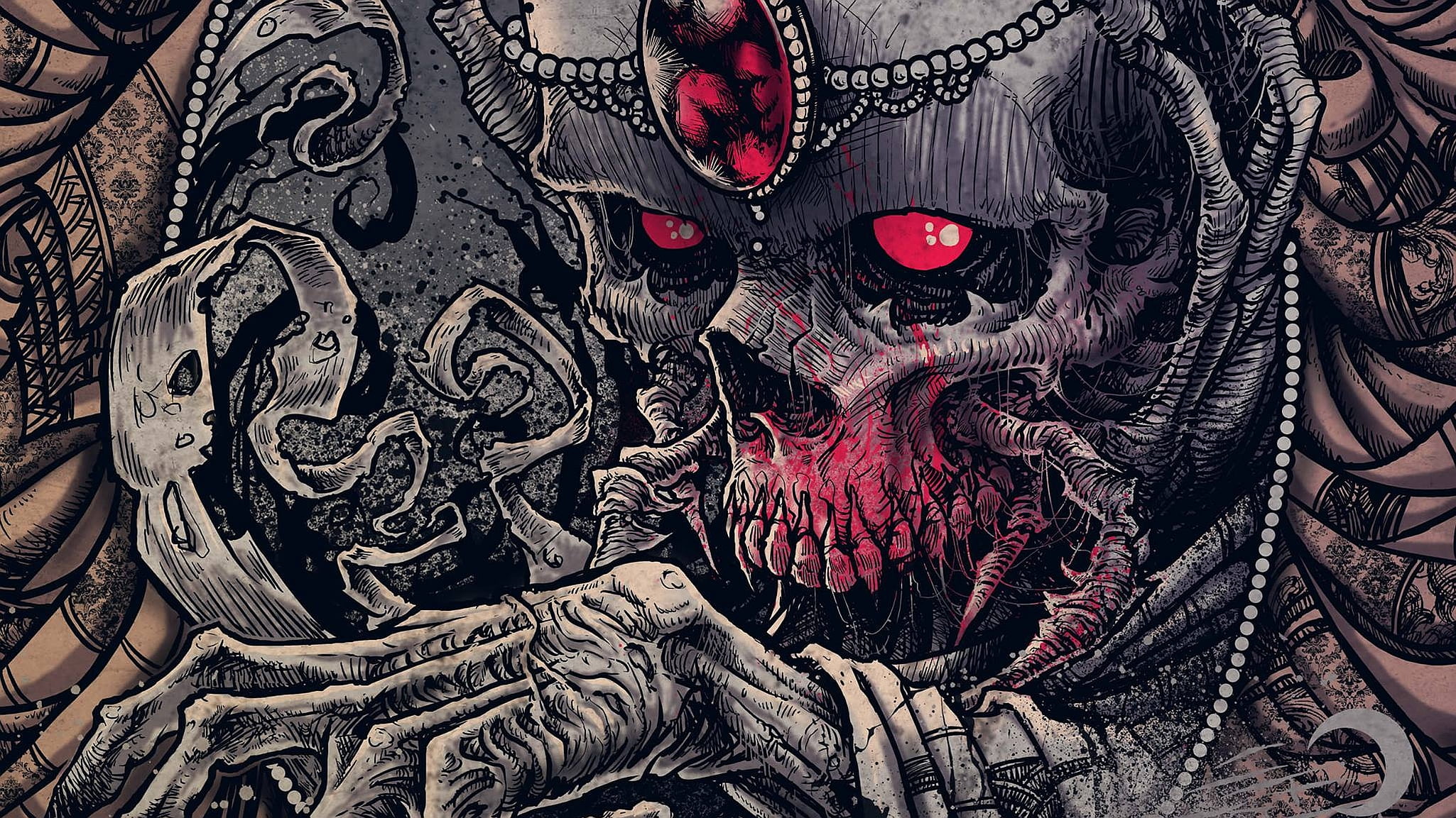 craft, representation, adult, people, skull, indoors, creativity, ornate, fan art, demon - fictional character, black color, spooky, dark, Carnifex, HD Wallpaper