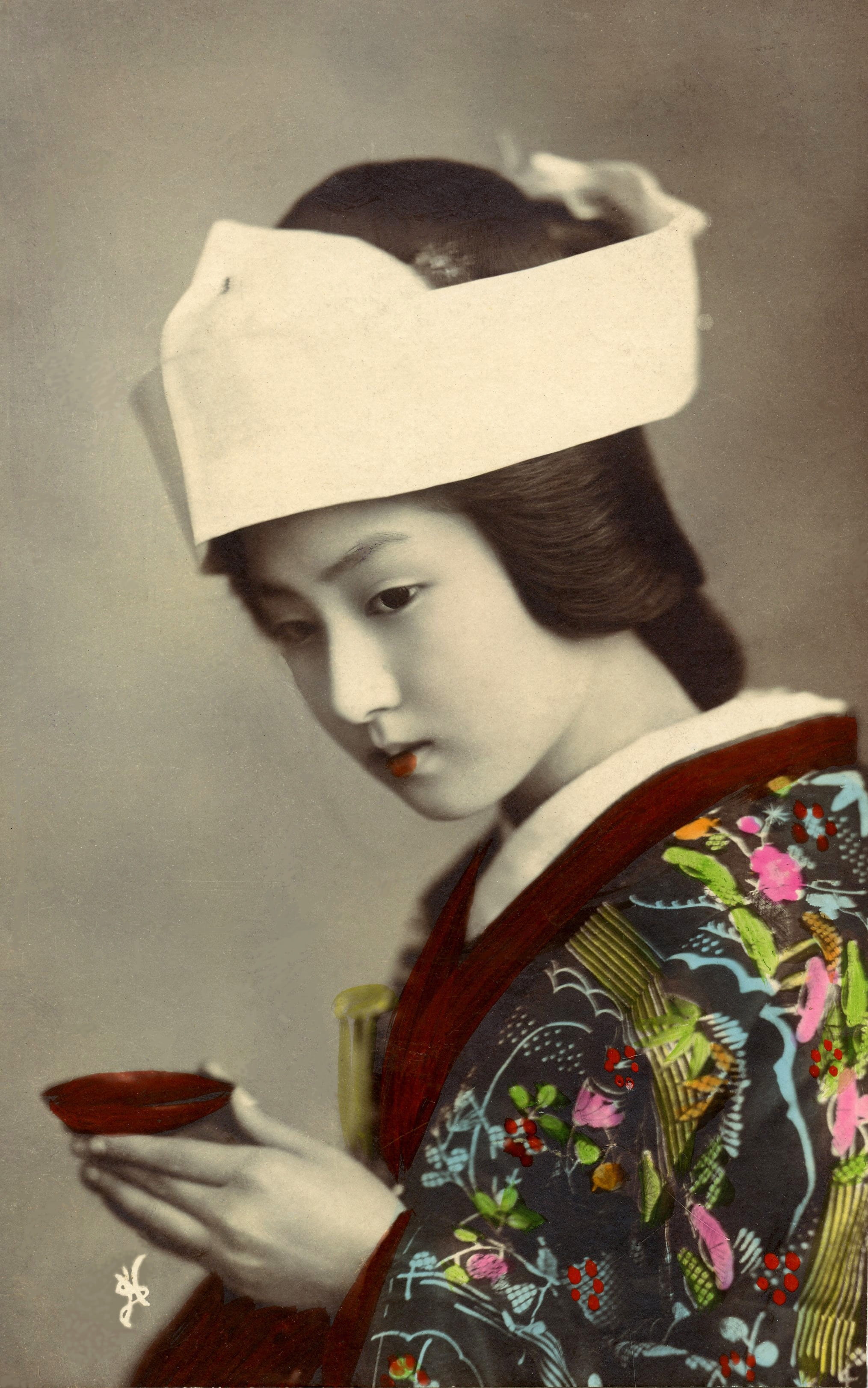 young adult, clothing, one person, child, holding, cup, portrait, women, beautiful woman, sake, teenager, real people, japanese, red, contemplation, leisure activity, Phone HD Wallpaper
