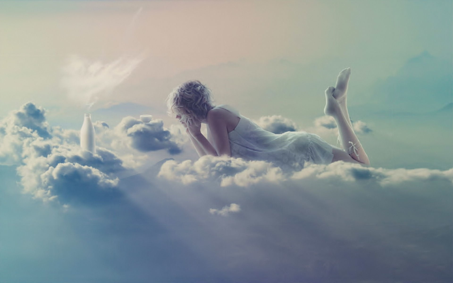 young adult, hair, tranquility, hairstyle, outdoors, Sake, leisure activity, lying down, day, cloud - sky, softness, adult, Cloud, 1080P, nature, barefoot, HD Wallpaper