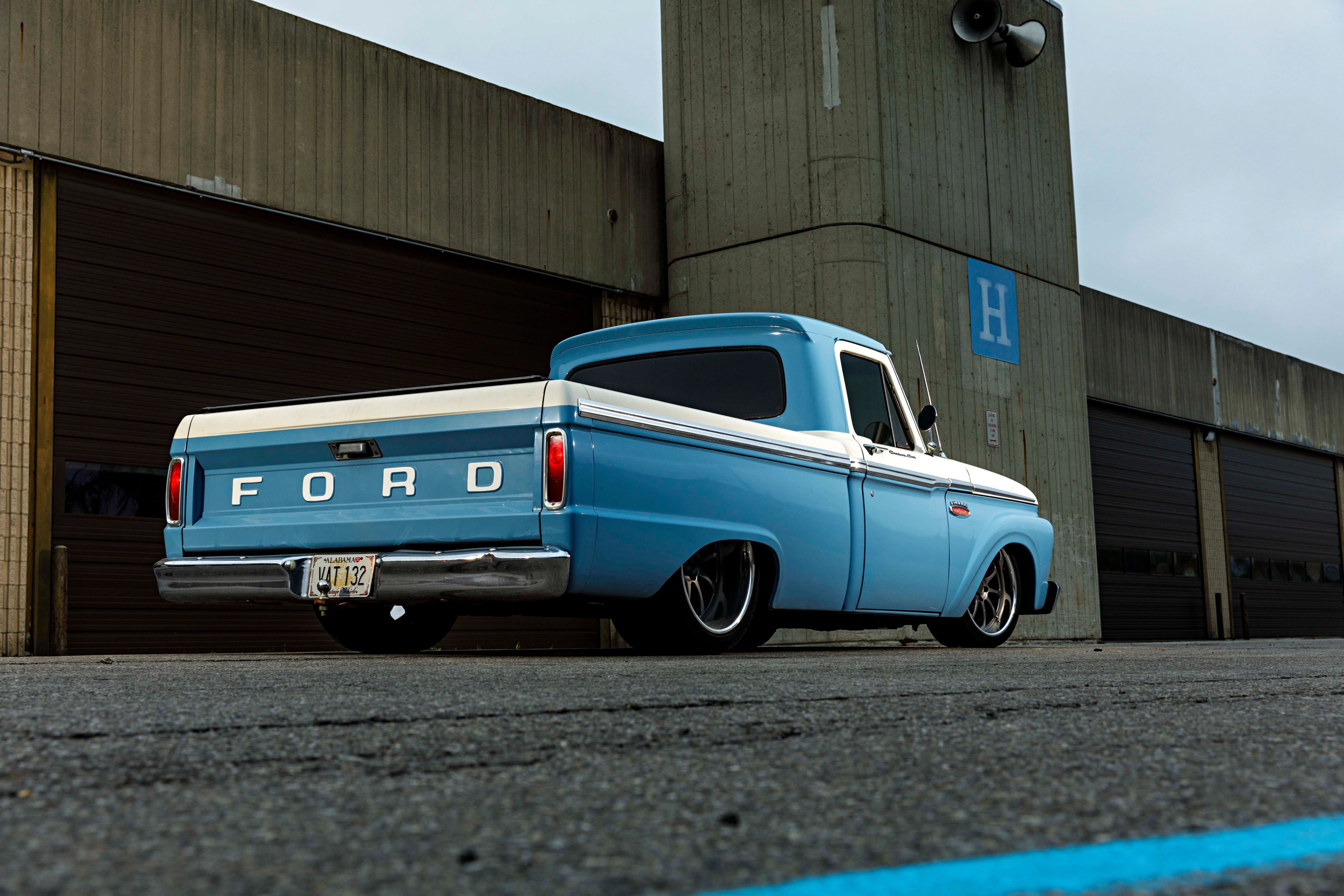 truck, pickup, auto, vehicle, car, ford, hotrod, streetrod, f-100, rod, hot, 4K, automobile, custom, 1965, HD Wallpaper