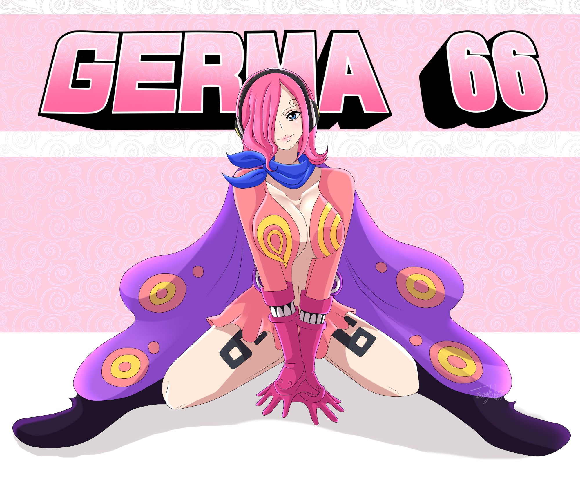 Germa 66, powerful, pink, seifuku, pretty, One Piece, kawaii, devil fruit, cute, anime, Vinsmoke Reiju, Reiju, girl, akuma from mi, by fanalishiro, 1080P, HD Wallpaper