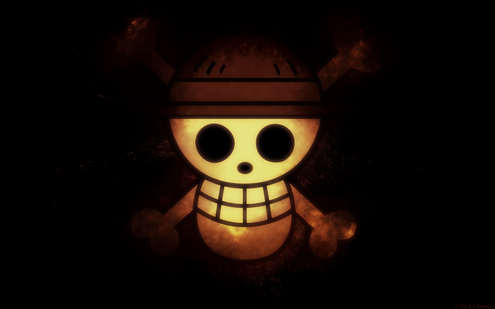 indoors, skull, glowing, spooky, fun, 720P, anthropomorphic, dark, strawhat pirates, close-up, black background, body part, representation, no people, HD Wallpaper