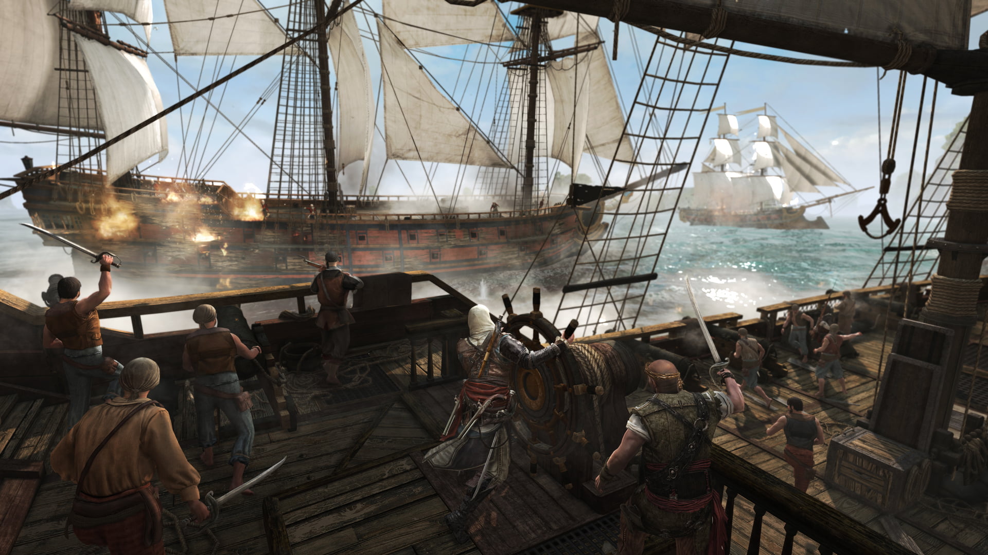 killer, water, travel, harbor, ships, crowd, real people, Assassins Creed 4: Black Flag, sailboat, adult, transportation, ship, day, pirates, large group of people, HD Wallpaper