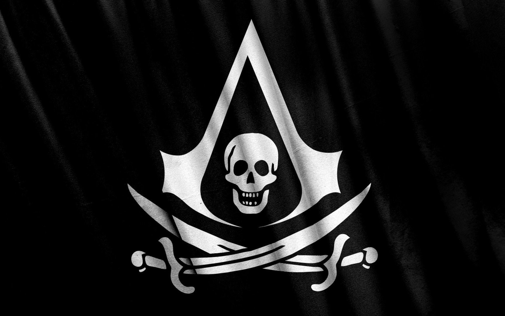 720P, swords, creed, pirate, assassins, game, flag, black, skull, HD Wallpaper