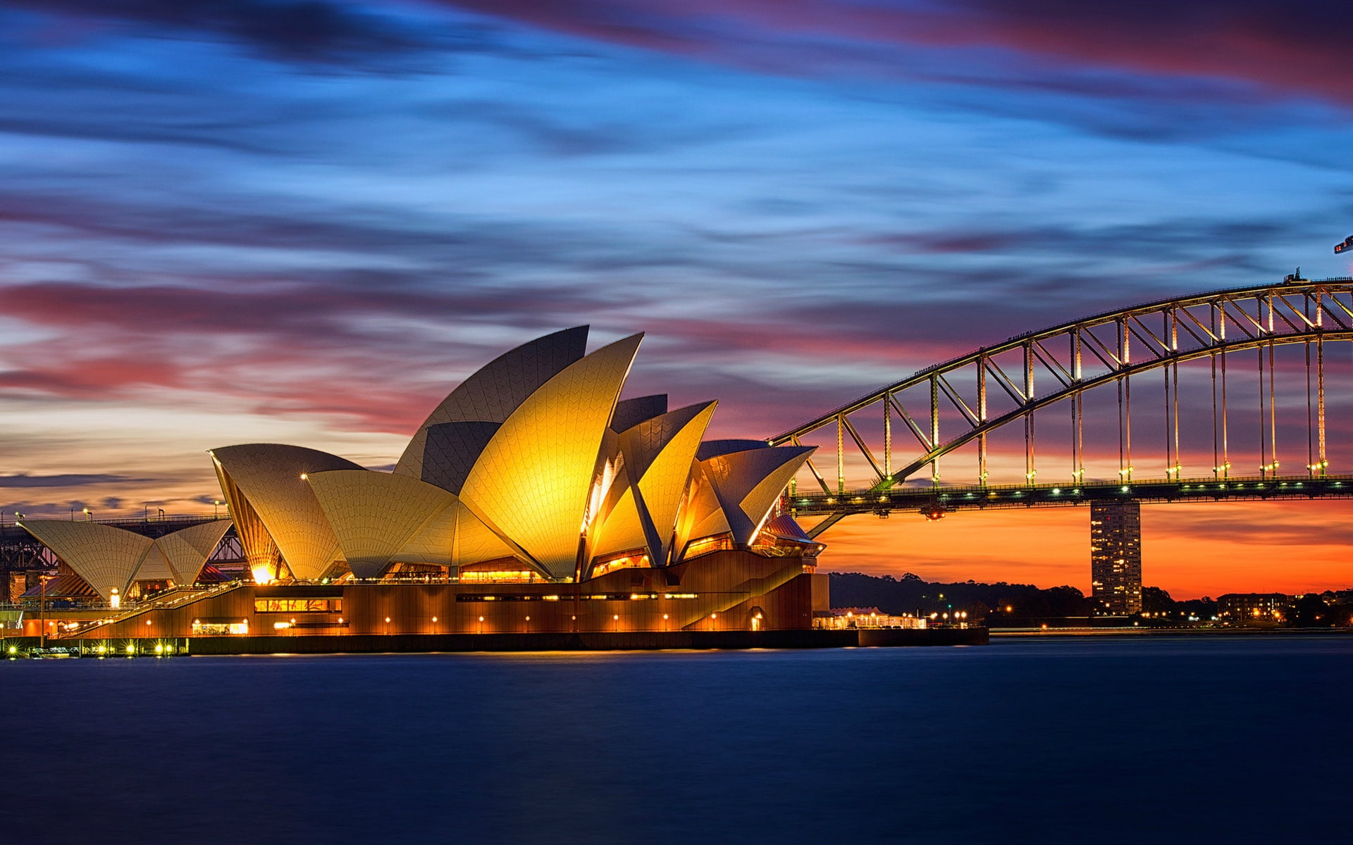 Lights, Evening, House, Australia, Opera, 1080P, Sydney, Bridge, HD Wallpaper