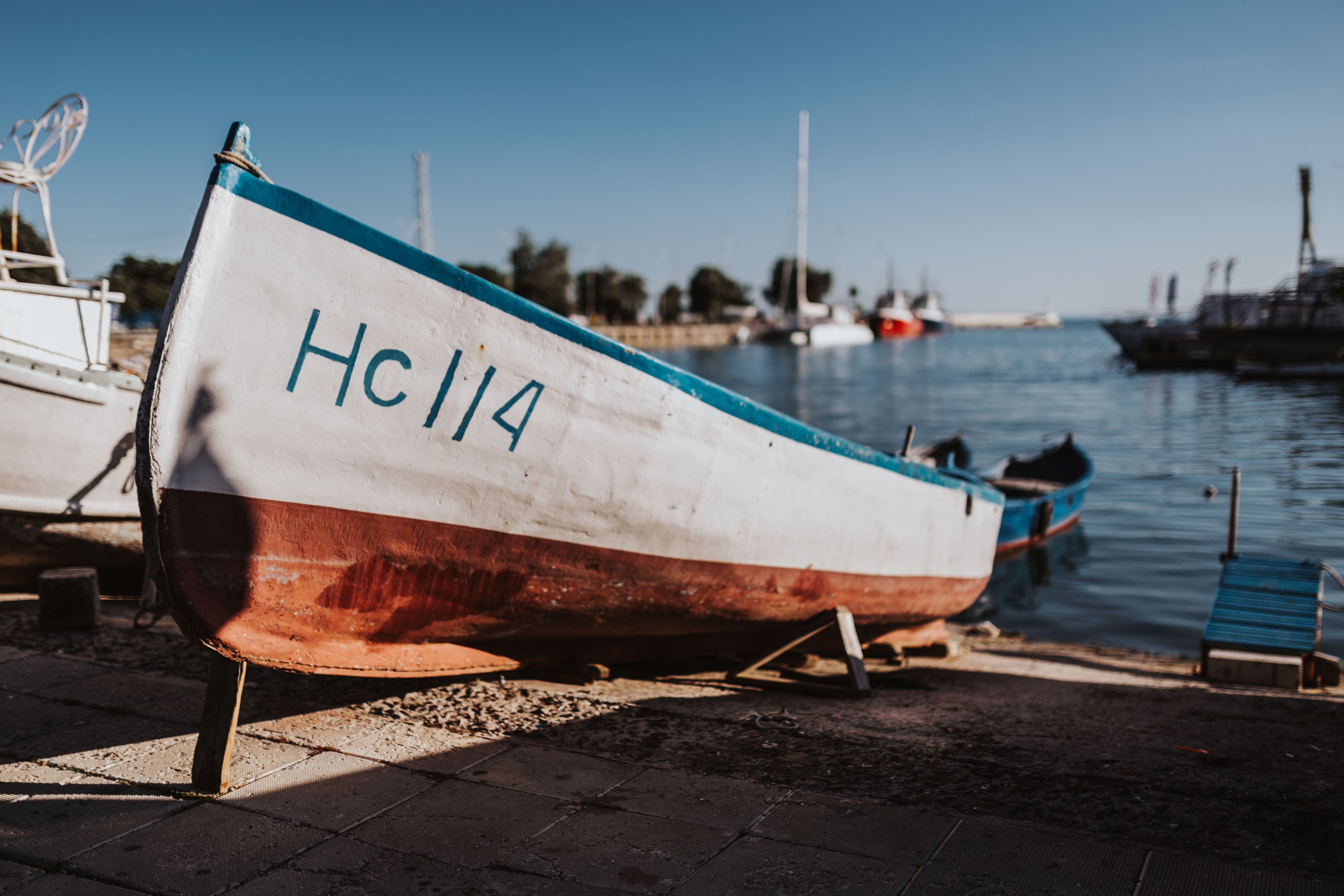 black sea, text, summer, balkan, marina, Old Town, berthed, transportation, communication, no people, day, sky, sea, travel, Fishing boats, old, sunlight, HD Wallpaper
