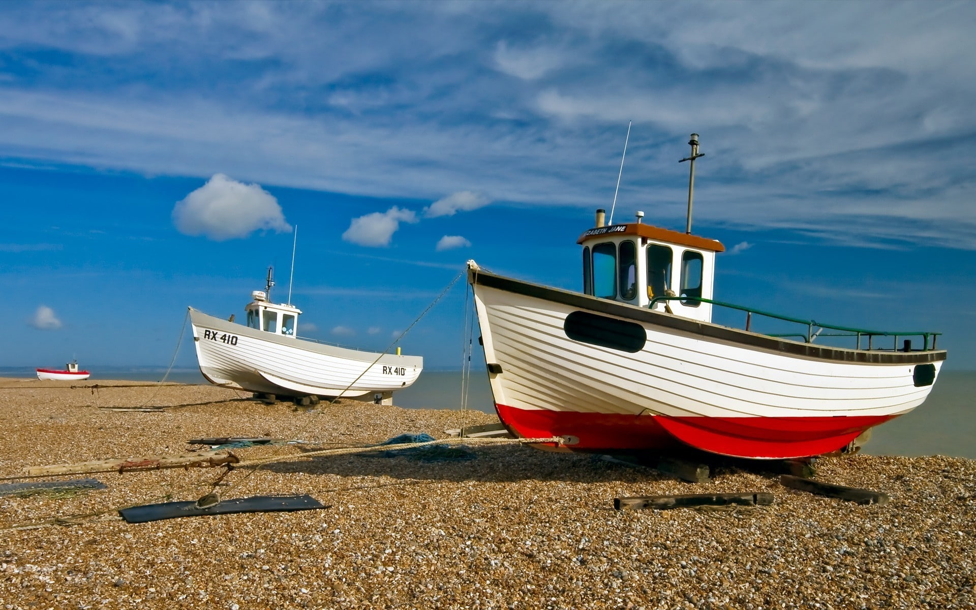 sea, boats, 1080P, sand, summer, anchored, ship, HD Wallpaper