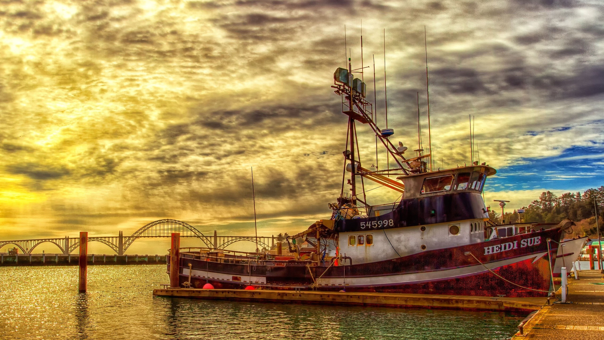 boat, waterfront, travel, sailboat, sunset, water, fishing industry, no people, HDR, industry, scenics - nature, transportation, built structure, cloud - sky, HD Wallpaper