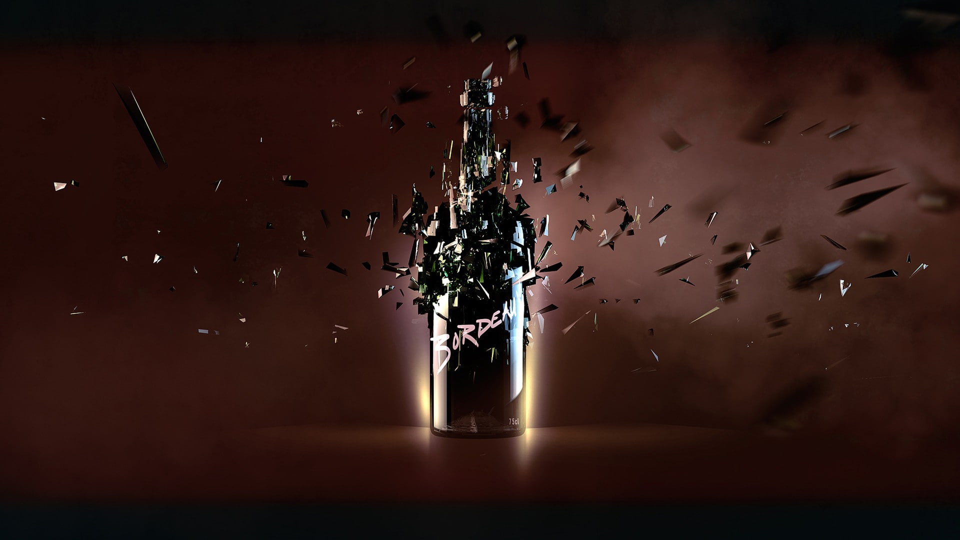 digital art, motion, illuminated, splashing, reflection, broken glass, studio shot, blurred motion, impact, nature, bottles, close-up, mid-air, water, long exposure, HD Wallpaper