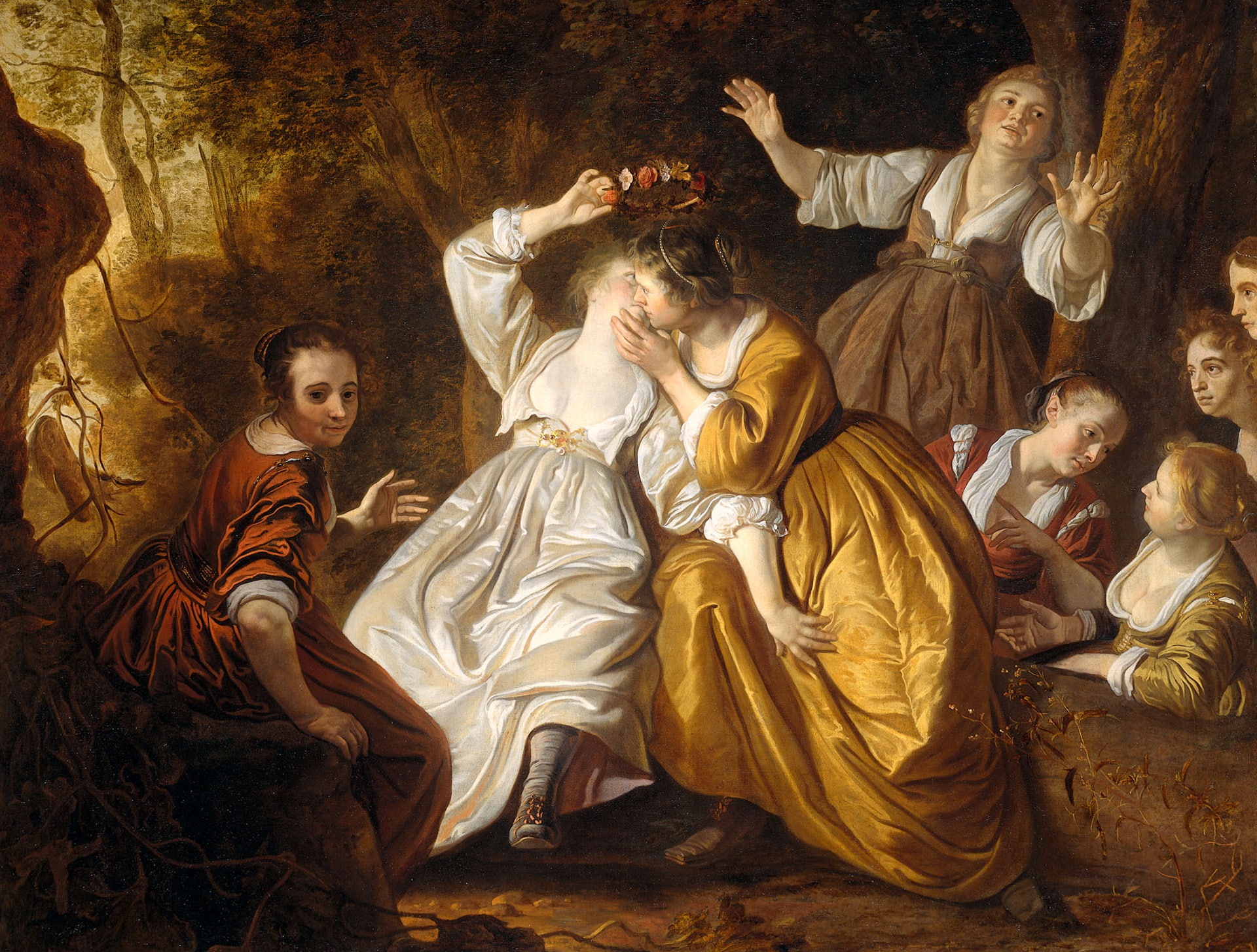 Jacob van Loo, Mirtillo, Amaryllis Crowns, oil, picture, 1080P, canvas, mythology, HD Wallpaper