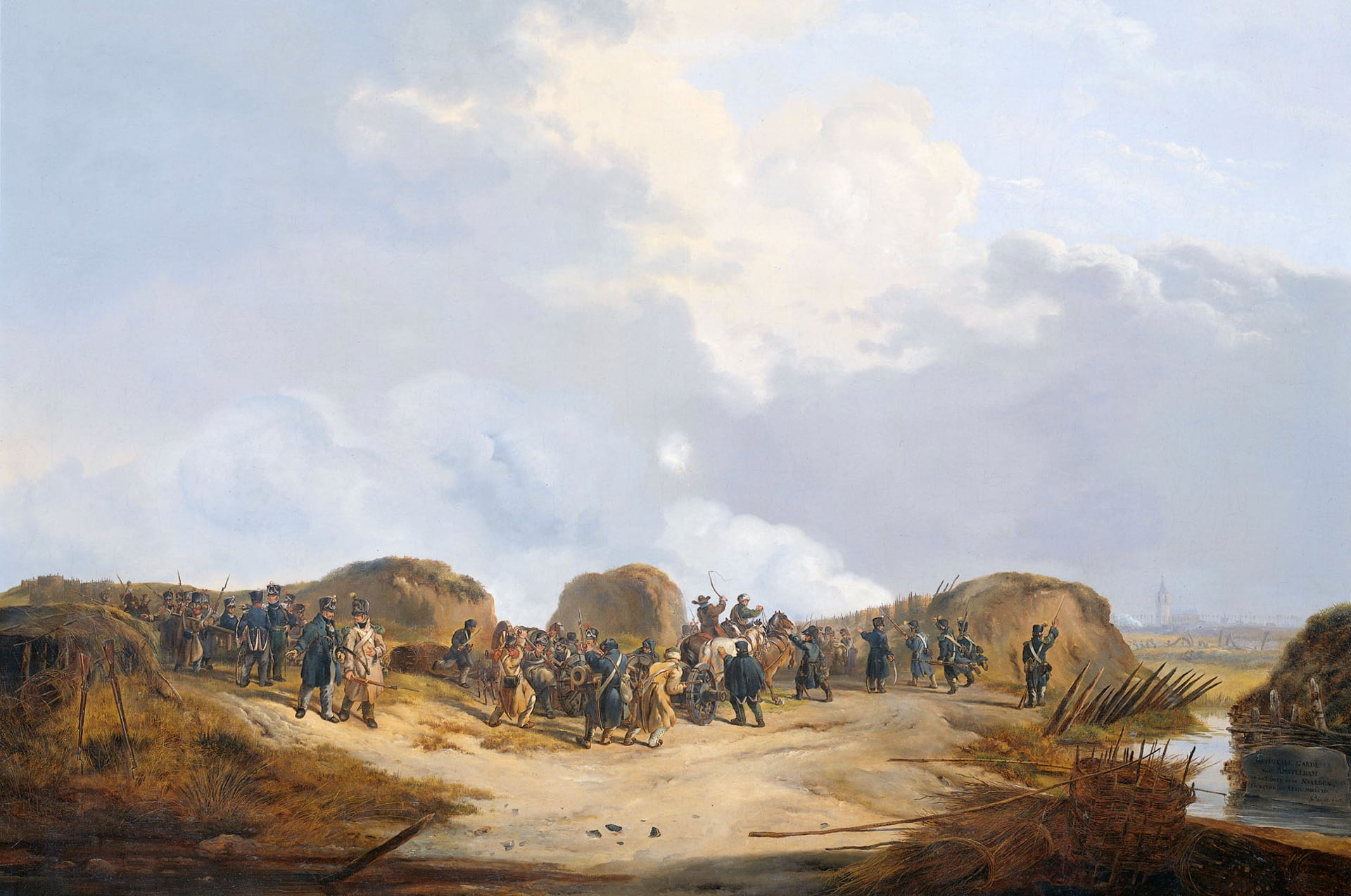 Pieter Gerardus van OS, canvas, oil, In the Siege of Naarden, picture, 1080P, HD Wallpaper