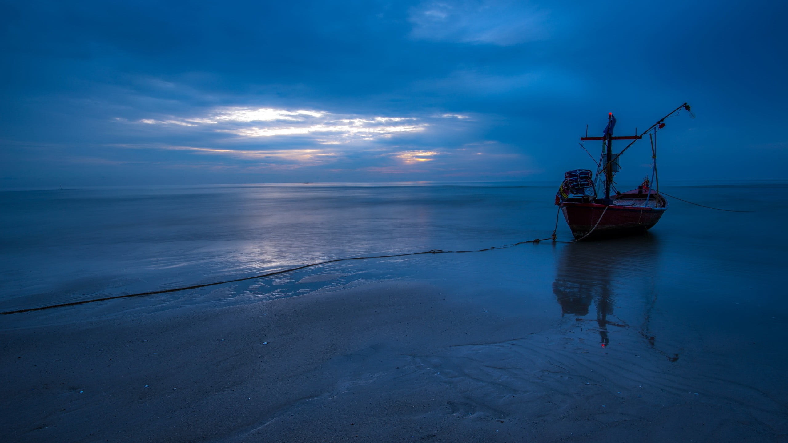 tranquility, tranquil scene, nature, fishing boat, landscape, reflection, sea, beauty in nature, sky, horizon over water, mode of transportation, scenics - nature, HD Wallpaper