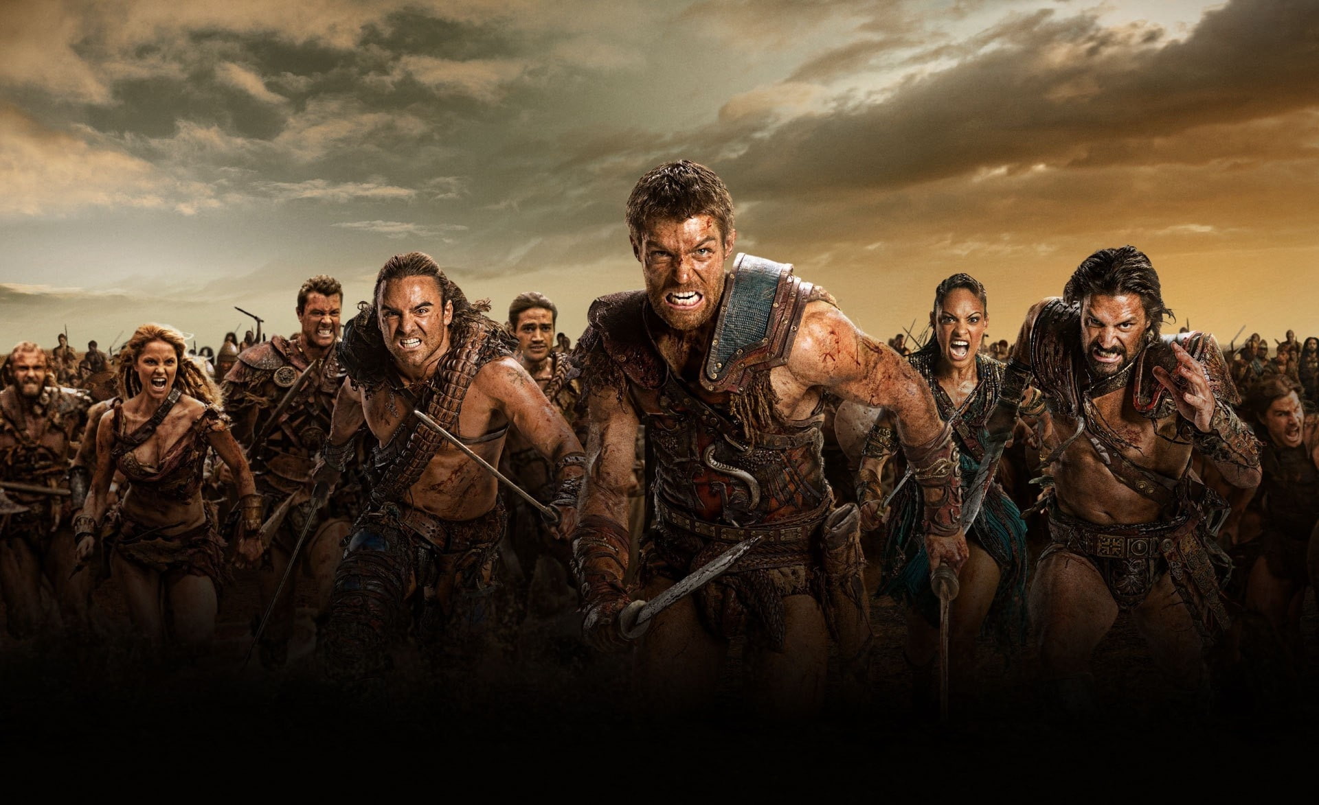 cloud - sky, aggression, starz original series, togetherness, land, spartacus, people, war, sky, gladiators, group of people, men, Movies, damned, barbarians, HD Wallpaper
