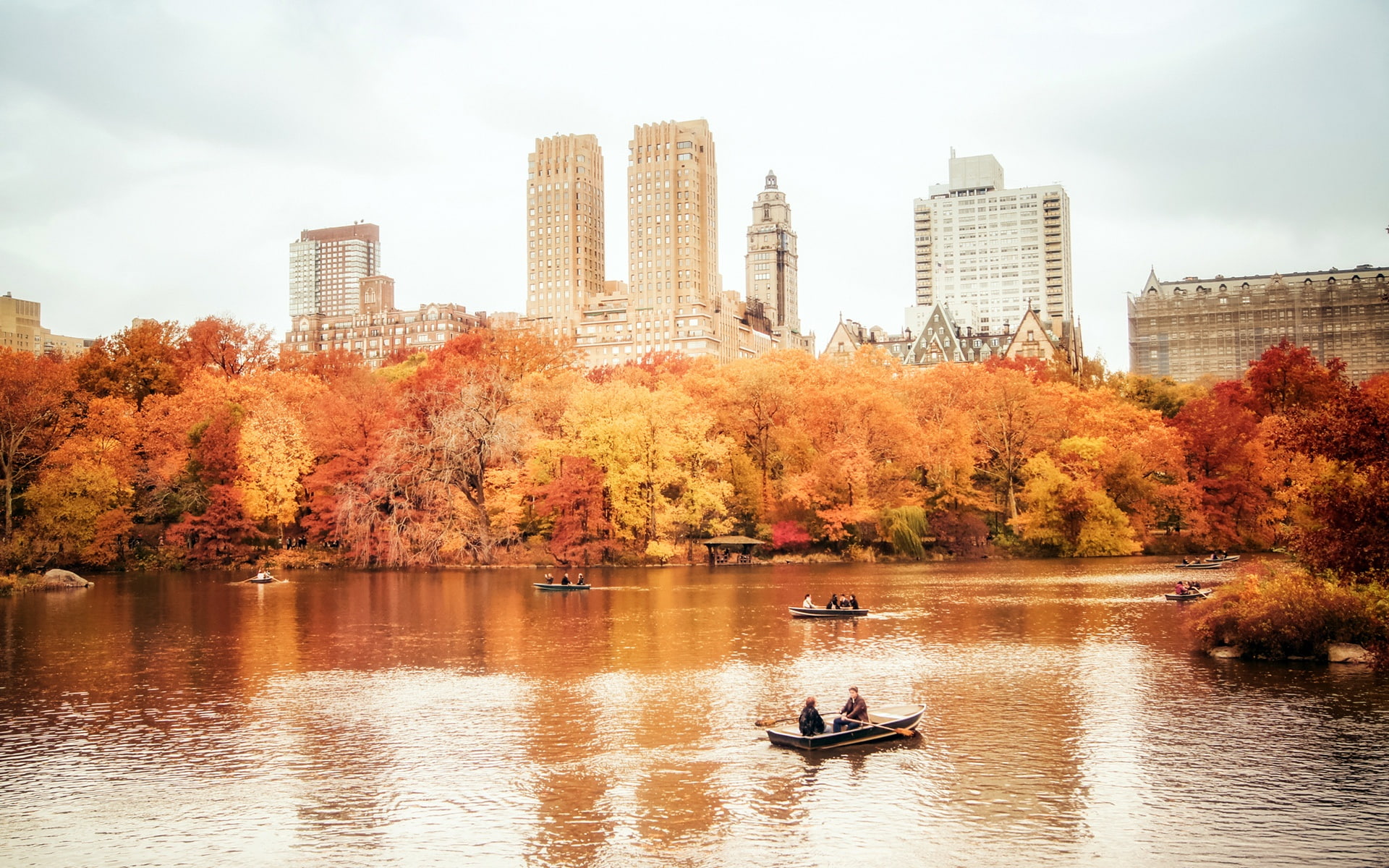 1080P, Boats, City, New, Buildings, Manhattan, Autumn, Central, York, Park, HD Wallpaper
