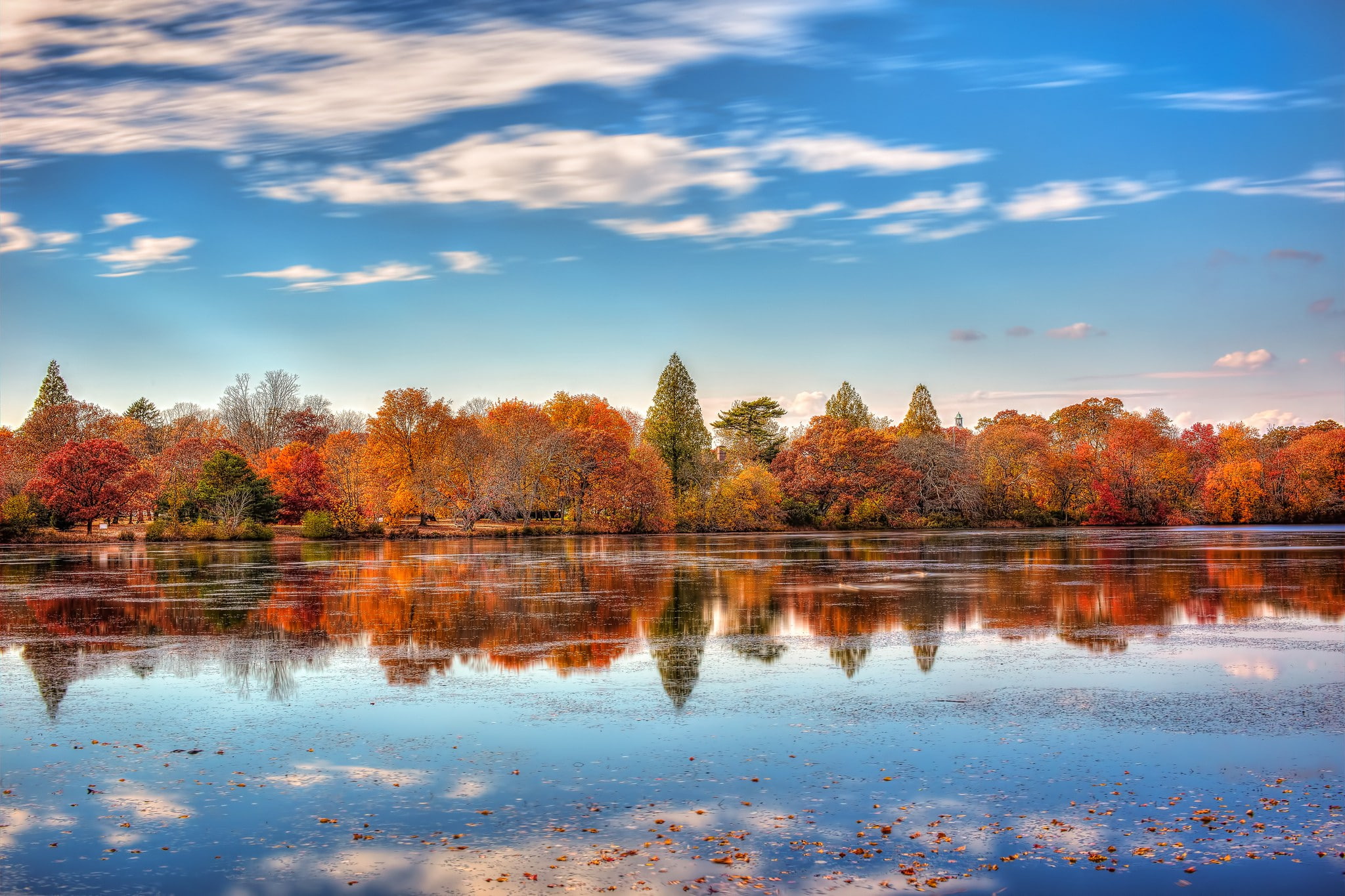 Lake, new, belmont, United States, 1080P, reflection, park, Belmont Lake State Park, the city of New York, Autumn, November, state, york, HD Wallpaper