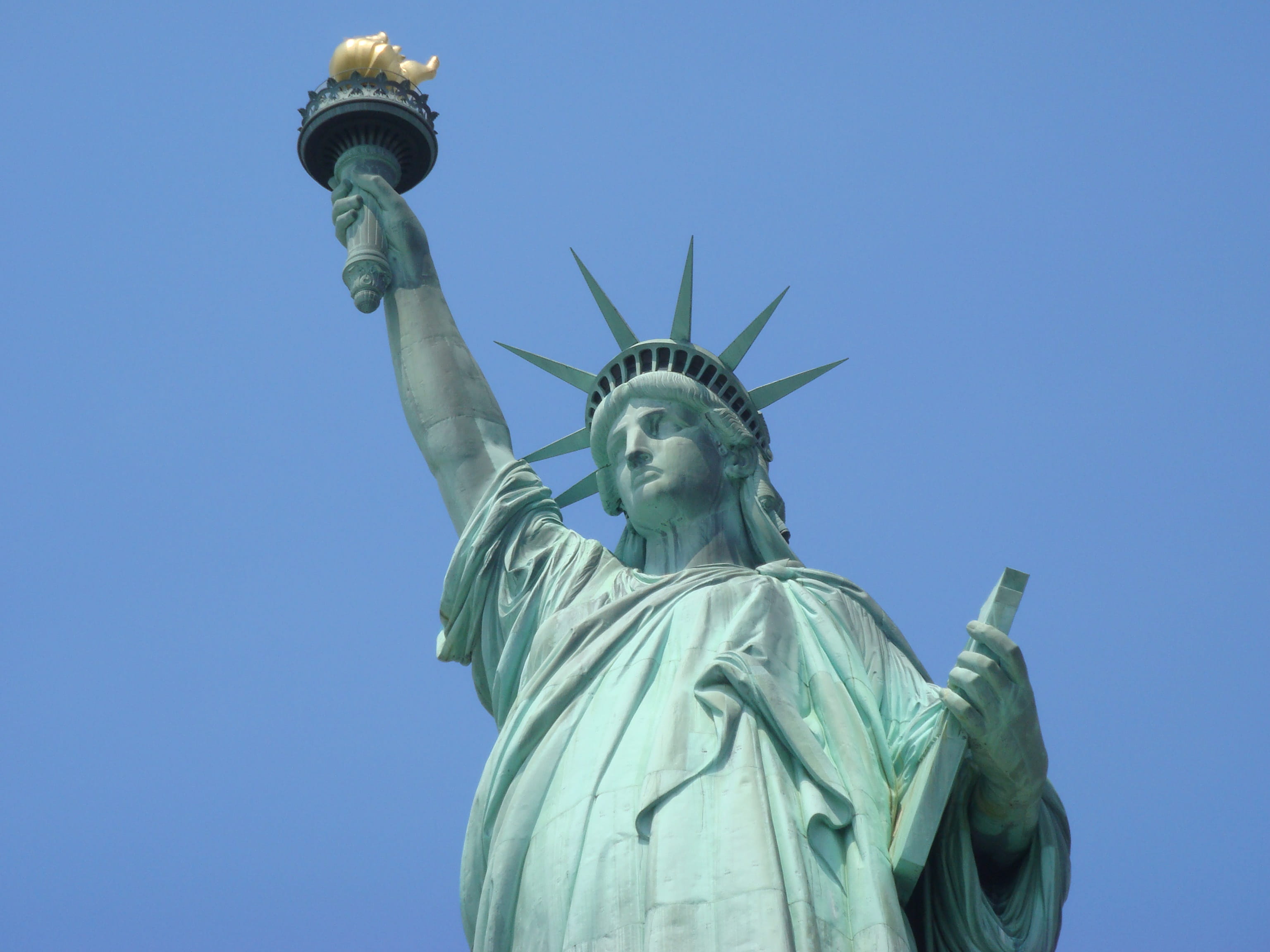 day, clear sky, america, sky, low angle view, crown, no people, famous Place, New York, york, independence, monument, statue, freedom, architecture, Statue Of Liberty, HD Wallpaper