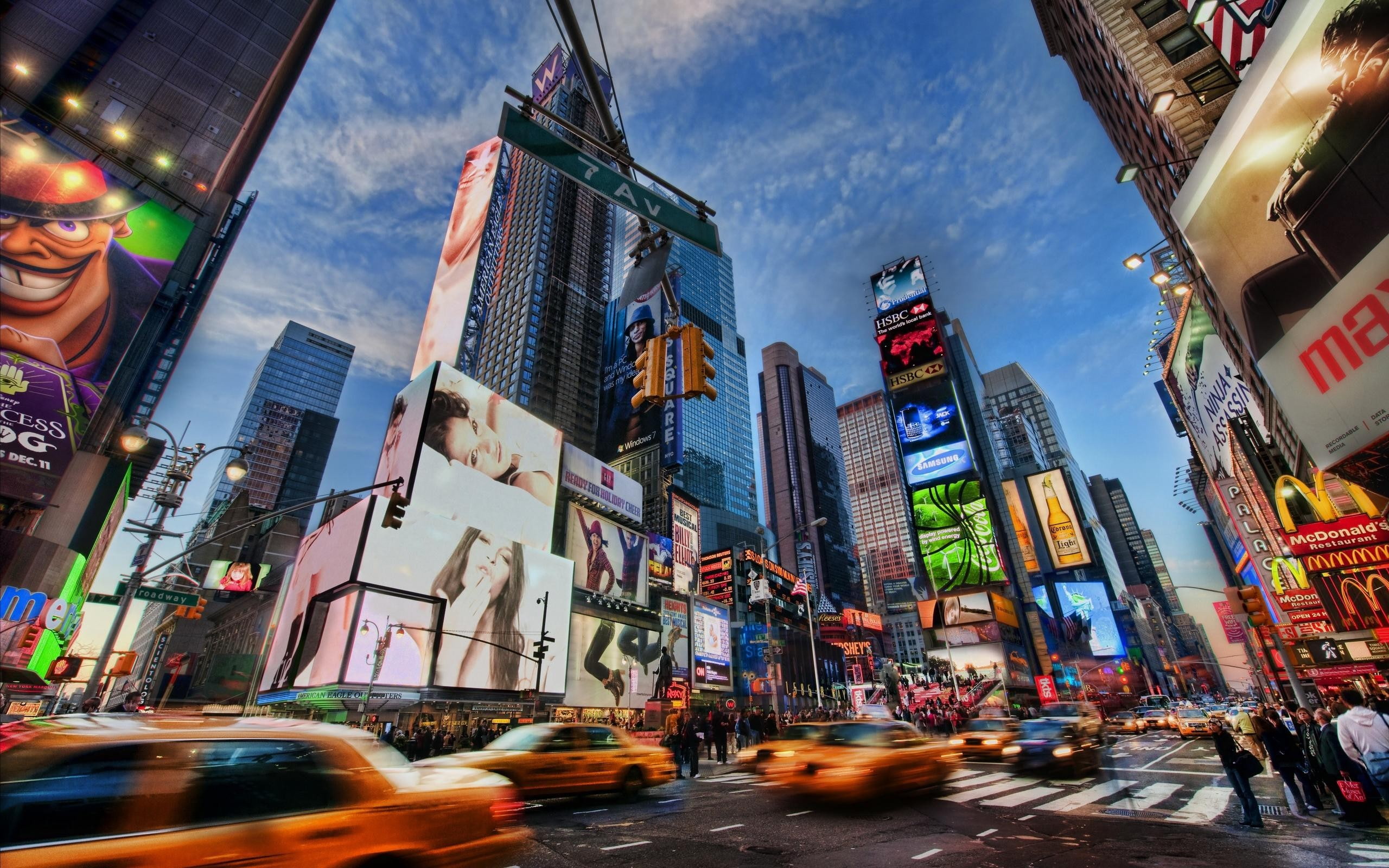 New York City, traffic, motion blur, cityscape, building, 2K, Time Square, HD Wallpaper