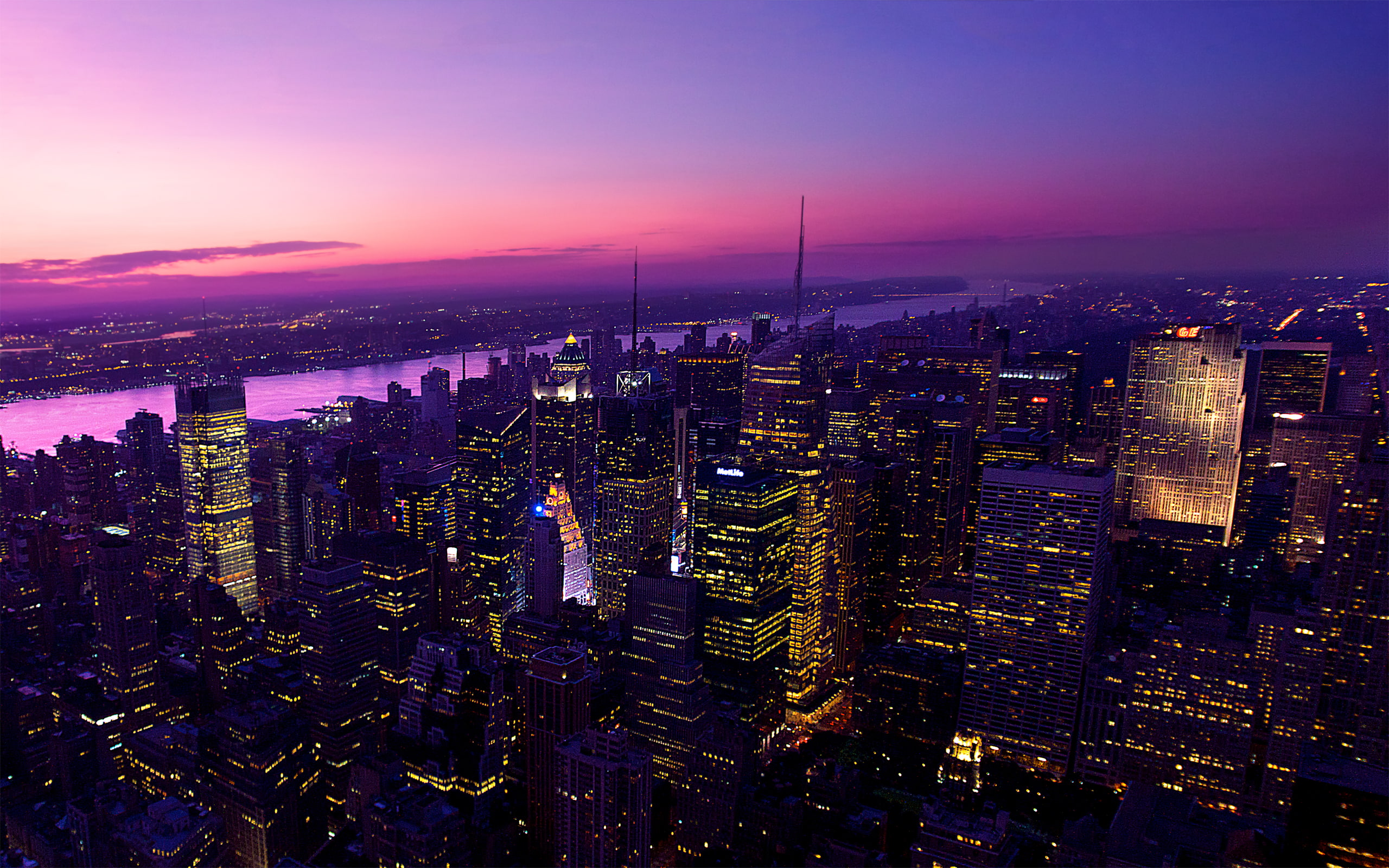 city life, building exterior, urban, building, skyline, cityscape, skyscrapers, purple, modern, tall - high, illuminated, downtown district, urban skyline, HD Wallpaper