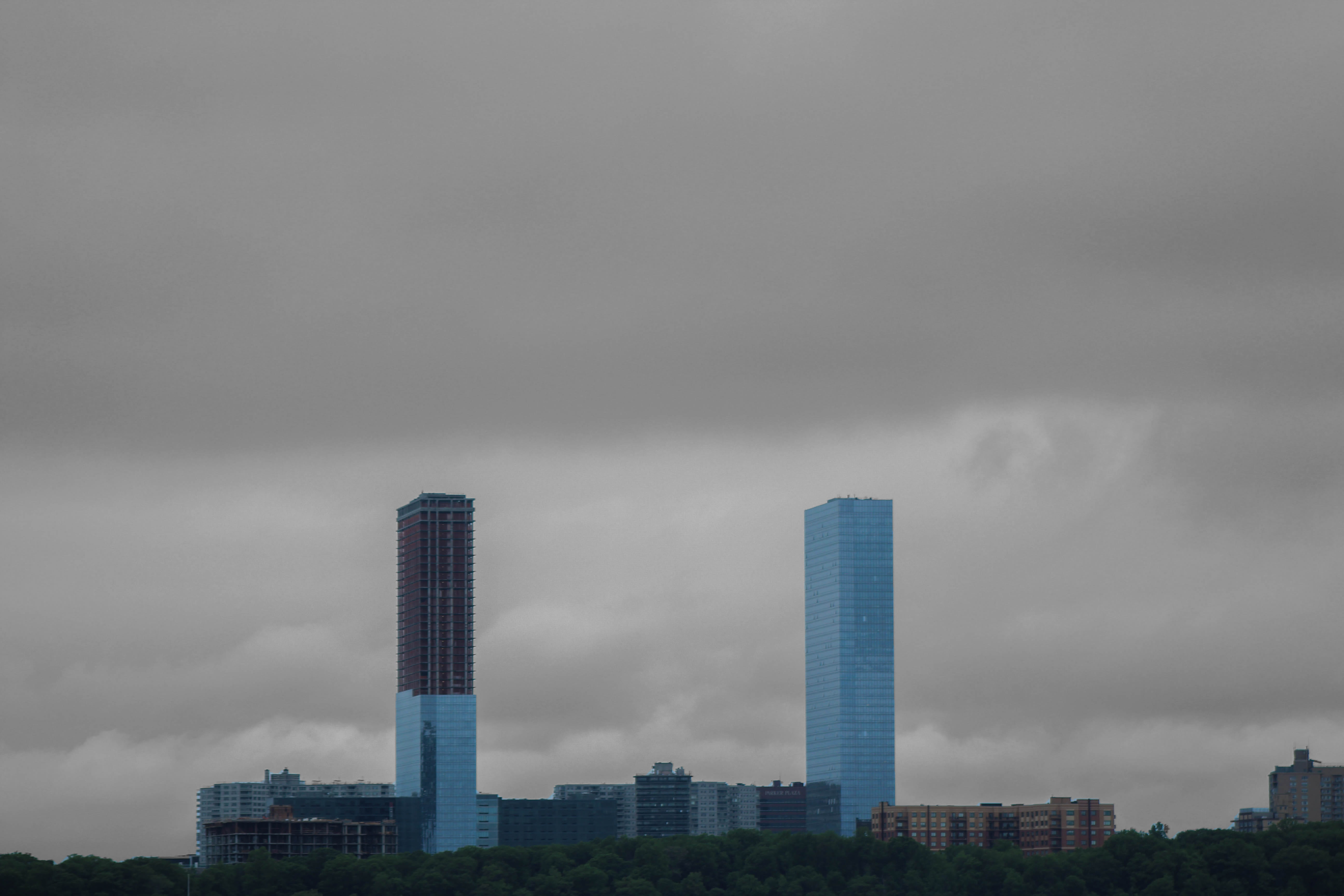 blackandwhite, newyork, tall - high, skyscraper, outdoors, overcast, newyorkcity, building, manhattan, city, no people, financial district, landscape, bw, HD Wallpaper