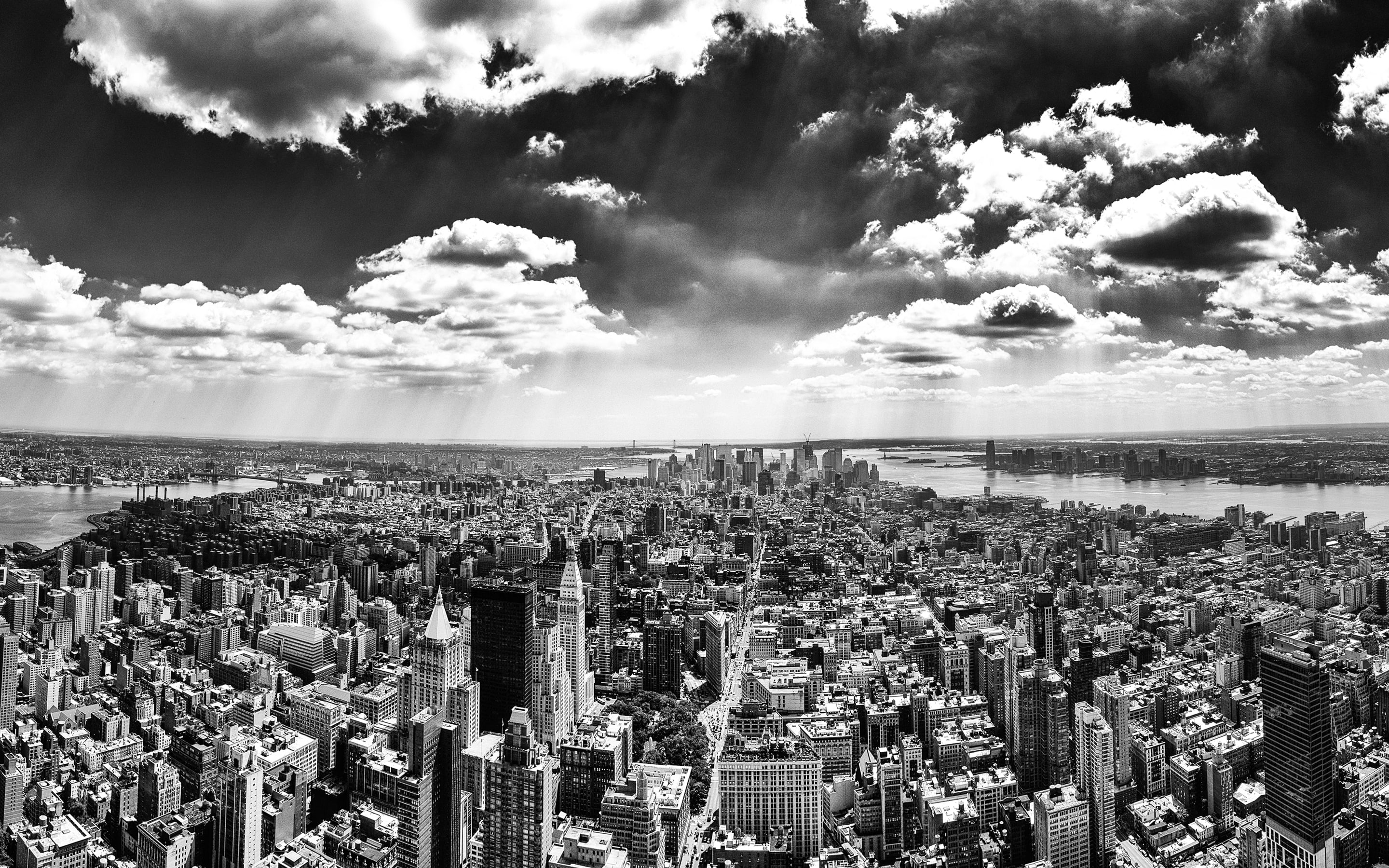 outdoors, new, skyscrapers, cityscape, town, white, blackandwhite, architecture, black, crowded, building exterior, skyline, built structure, newyorkcity, HD Wallpaper