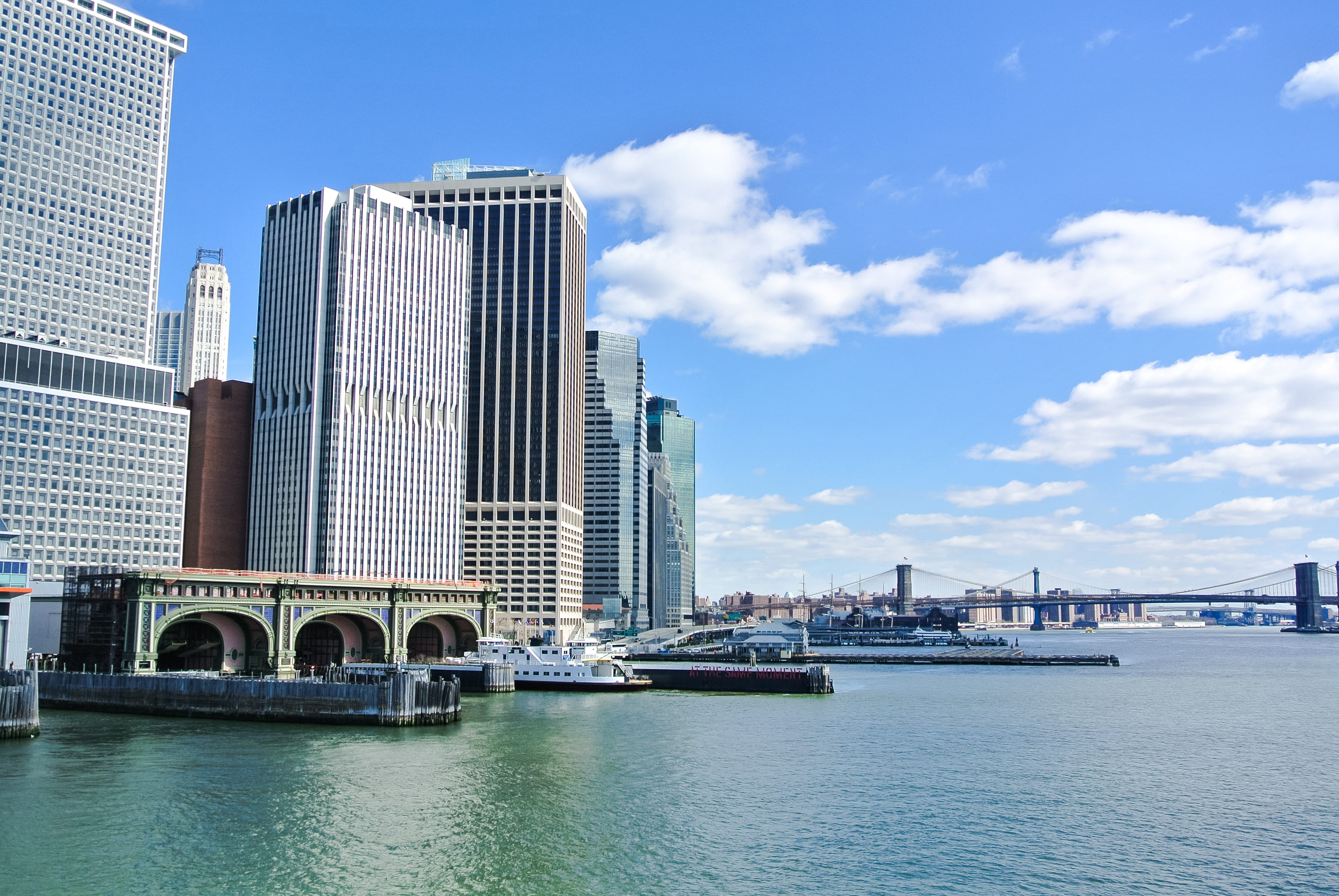 city, transportation, manhattan, new, america, building, light, police, cityscape, nature, building exterior, cloud - sky, water, office building exterior, HD Wallpaper
