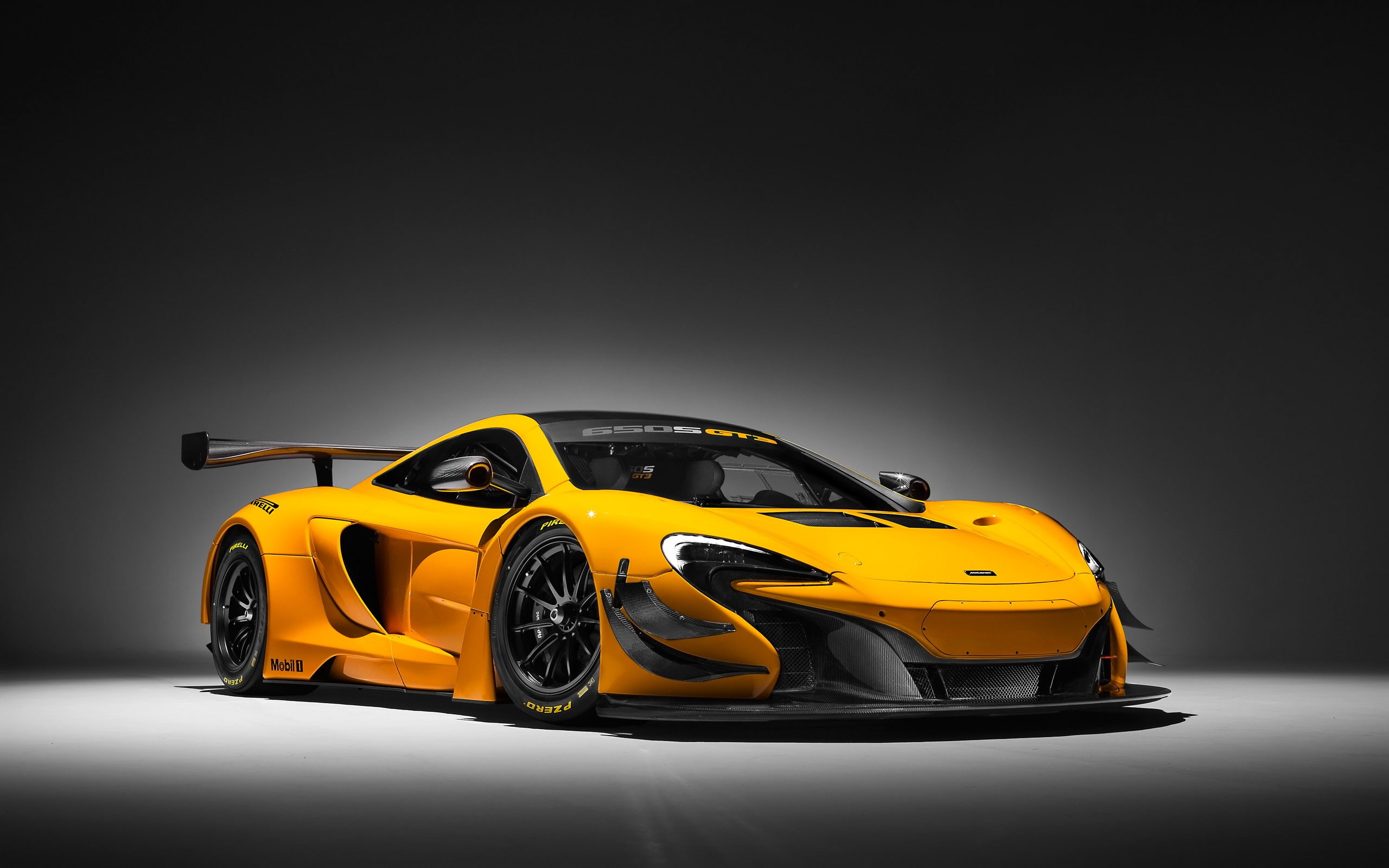 McLaren 650S GT3, yellow, 2K, car, HD Wallpaper