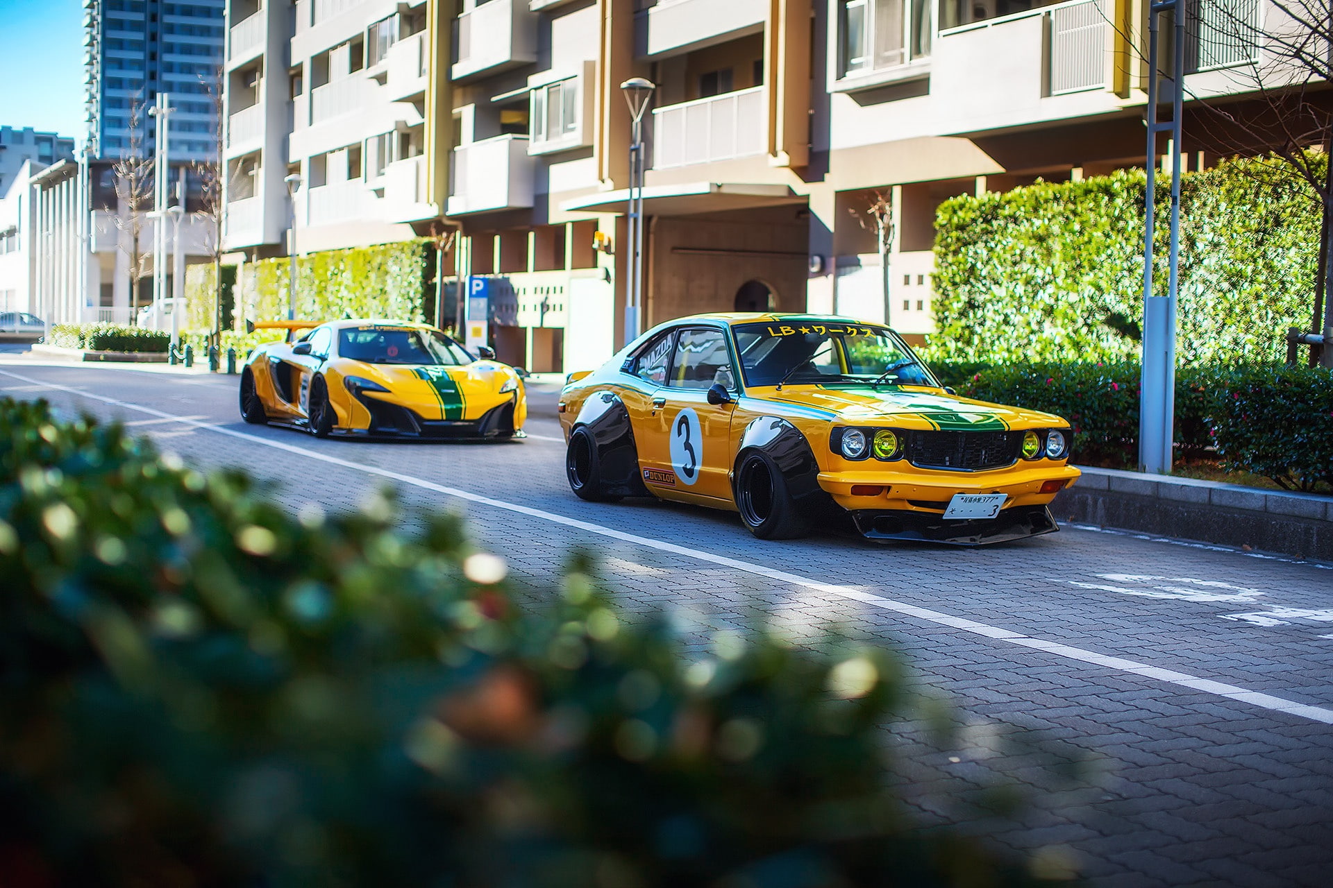 light, street, 1080P, Liberty Walk, McLaren, RX-3, photographer, the city, Dino Dalle Carbonare, Mazda, 650S, LBW, bokeh, HD Wallpaper