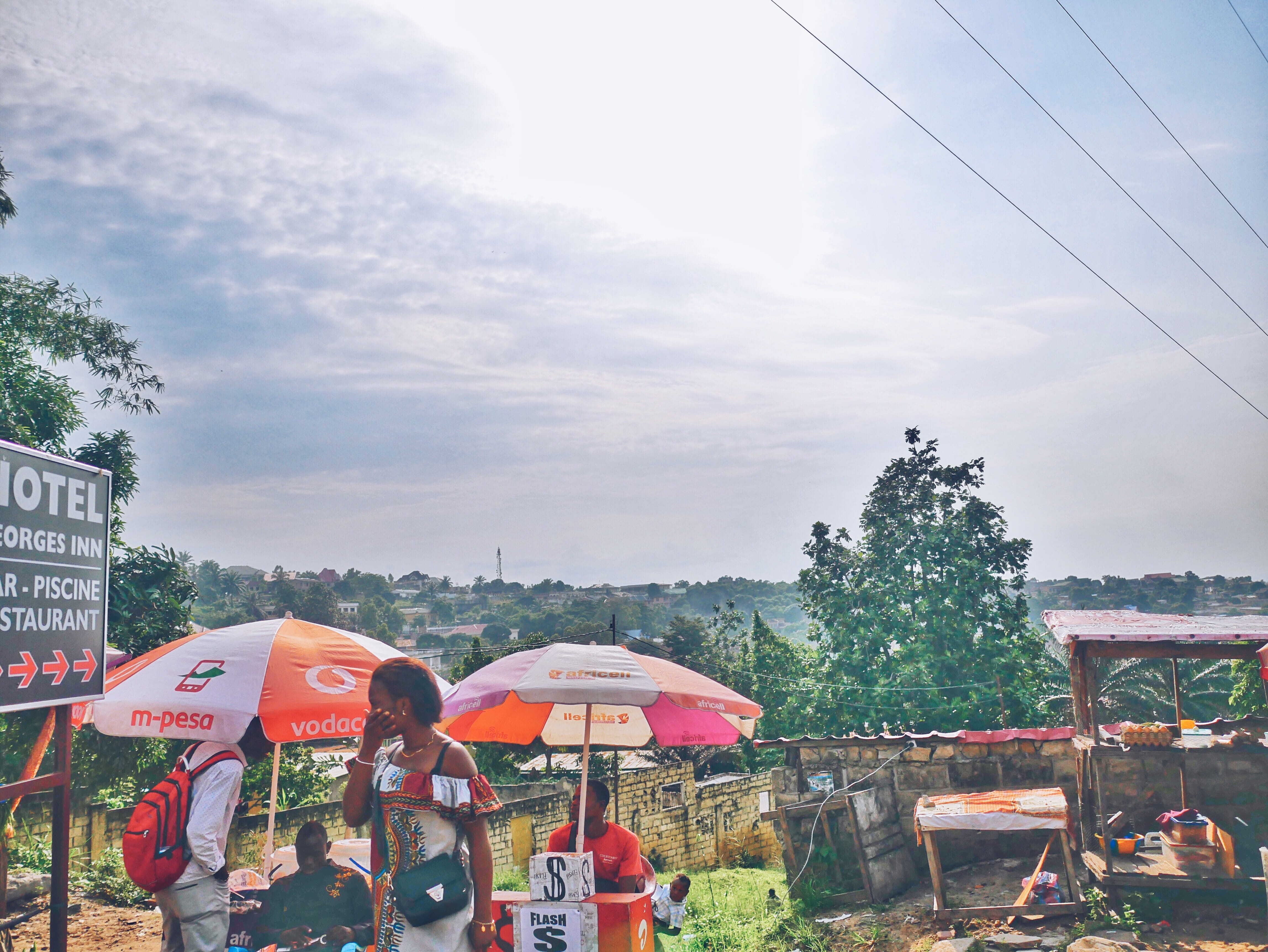 street photography, day, africa, plant, nature, real people, rain, congo, kinshasa, rdc, ngaliema, architecture, sky, group of people, security, wet, umbrella, HD Wallpaper