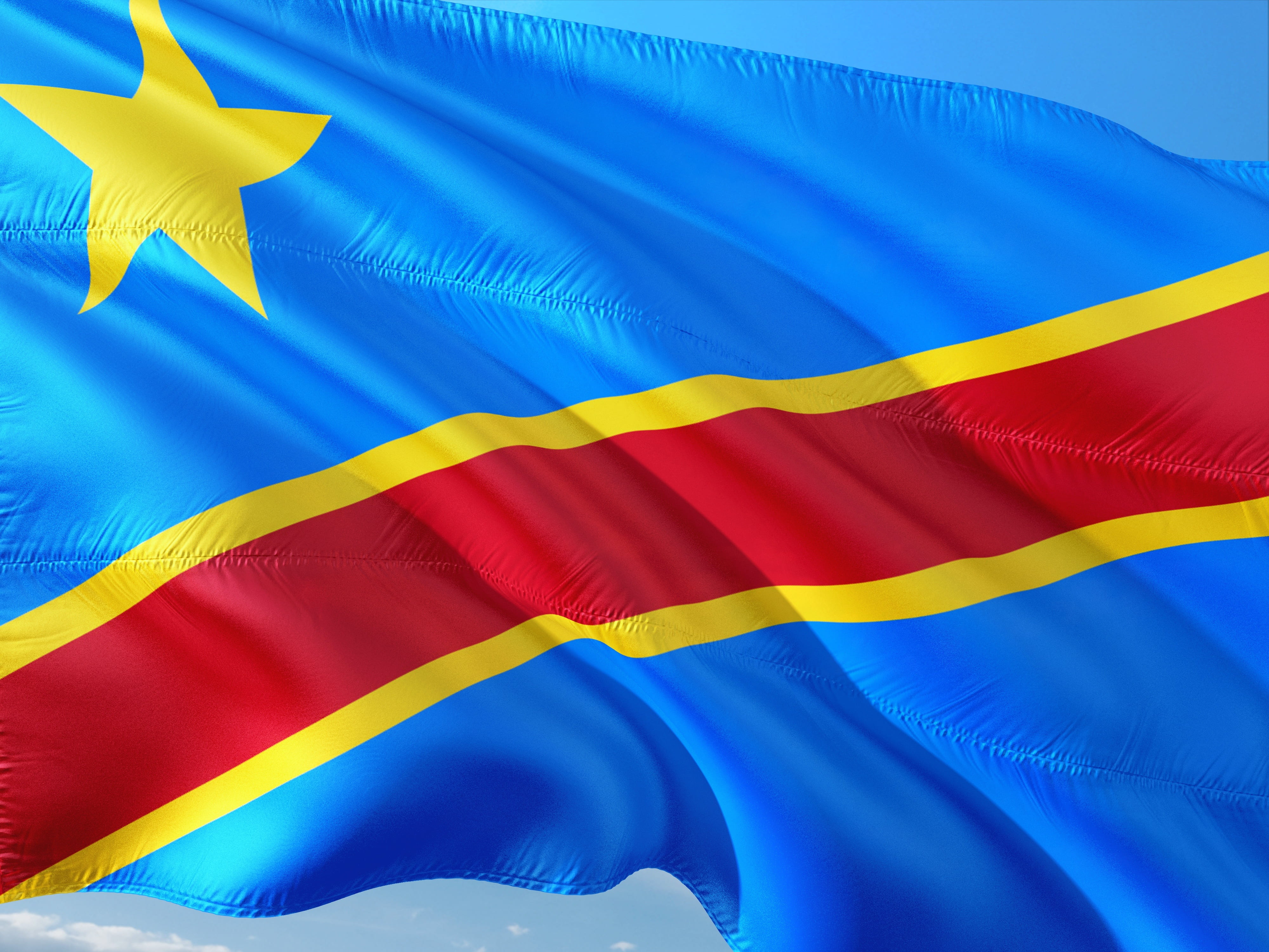 full frame, blue, waving, nature, shape, flag, purple, close-up, democratic-republic-of-the-congo, pattern, abstract, textile, yellow, republic of the congo, HD Wallpaper