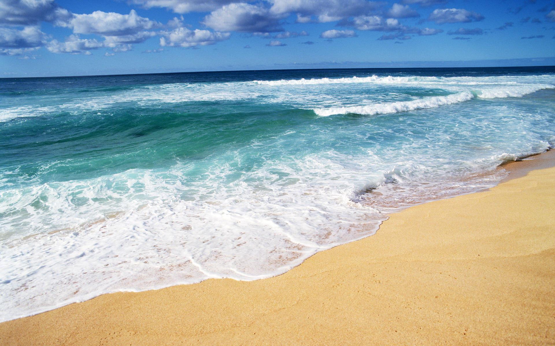 1080P, nature, ocean, beach, water, rolling, wave, clouds, nature and landscapes, blue, sand, HD Wallpaper