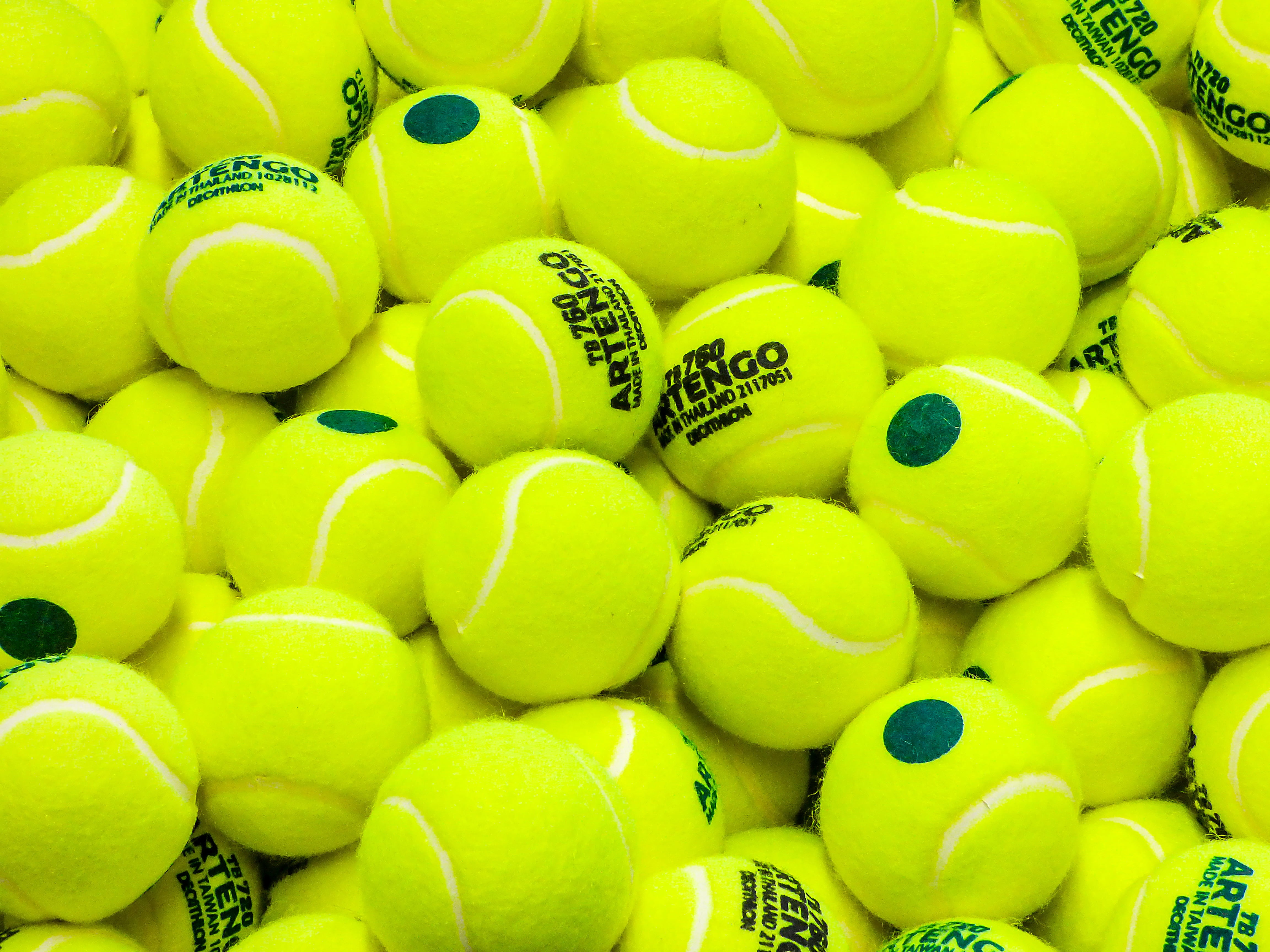 no People, backgrounds, healthy eating, high angle view, balls, sports Equipment, sport, 4K, green, retail, equipment, large group of objects, activity, HD Wallpaper