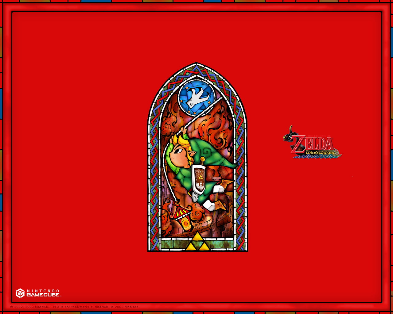720P, waker, toon, hd, stained, red, video games, link, zelda, nintendo, wind, glass, HD Wallpaper