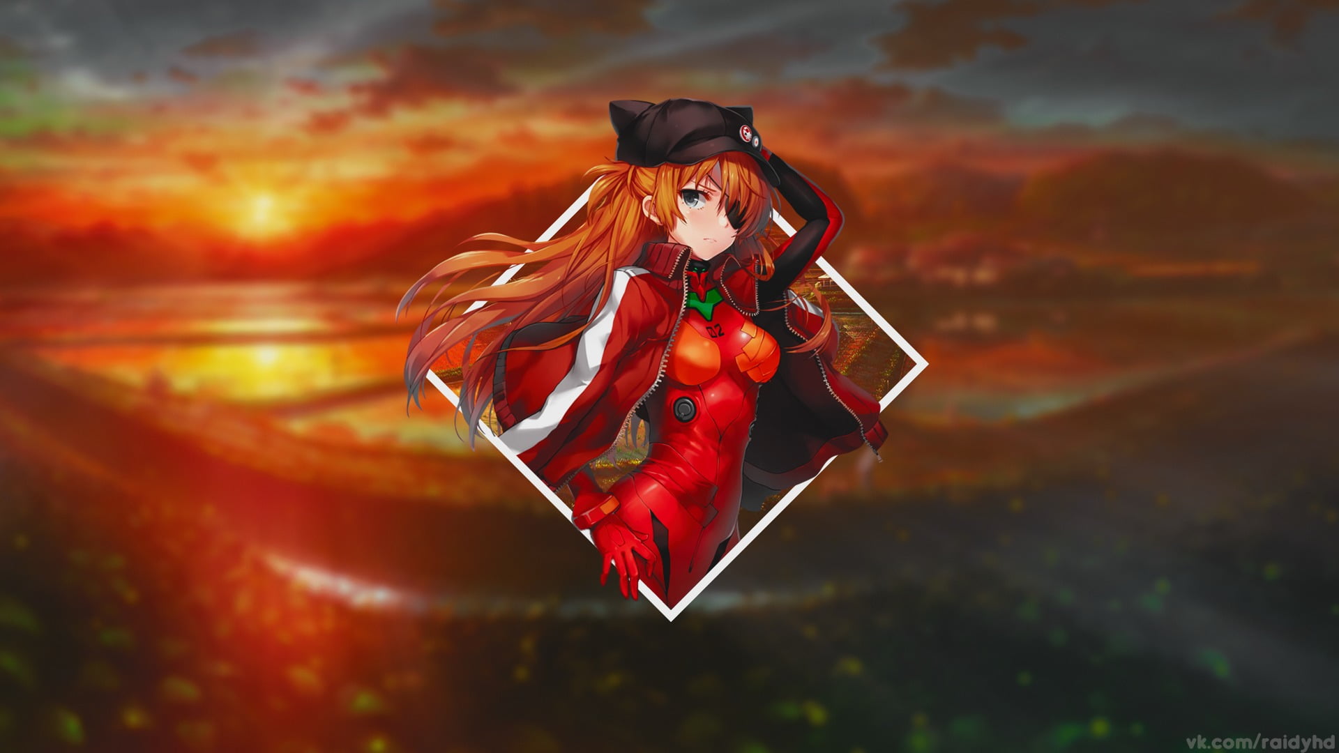 Asuka Langley Soryu, Neon Genesis Evangelion, art and craft, creativity, red, one person, picture-in-picture, Asuka Langley Shikinami, focus on foreground, HD Wallpaper