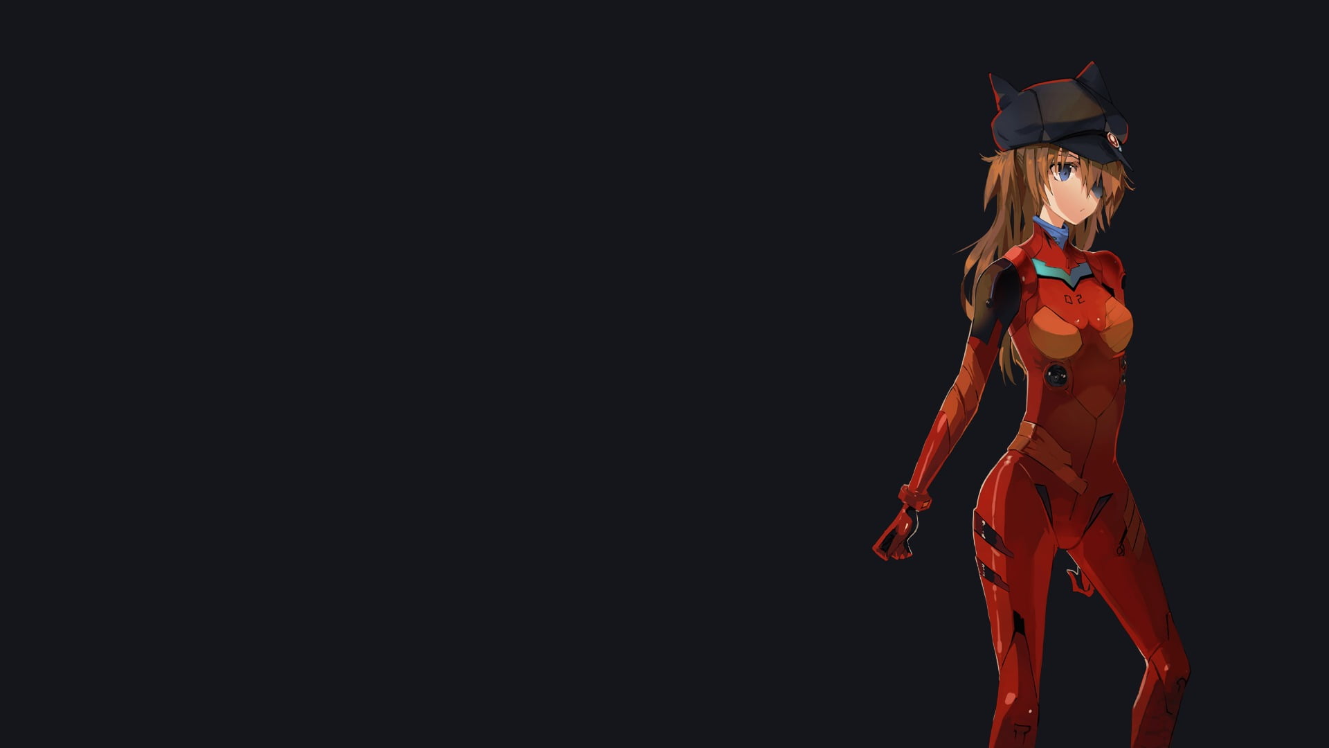 Asuka Langley Shikinami, studio shot, one person, 1080P, females, hairstyle, clothing, indoors, beautiful woman, lifestyles, black background, young adult, HD Wallpaper