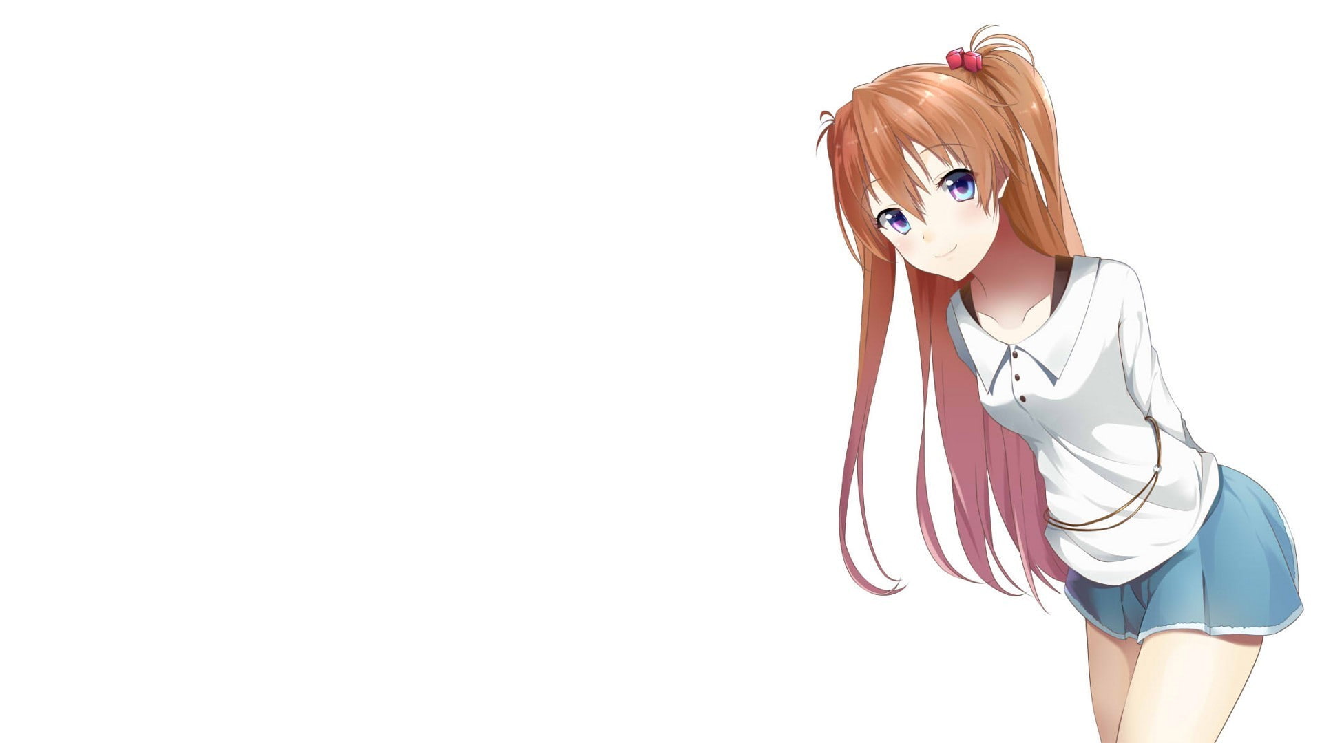 studio shot, anime girls, portrait, one person, clothing, artwork, human face, white background, hair, hairstyle, beautiful woman, Asuka Langley Soryu, HD Wallpaper