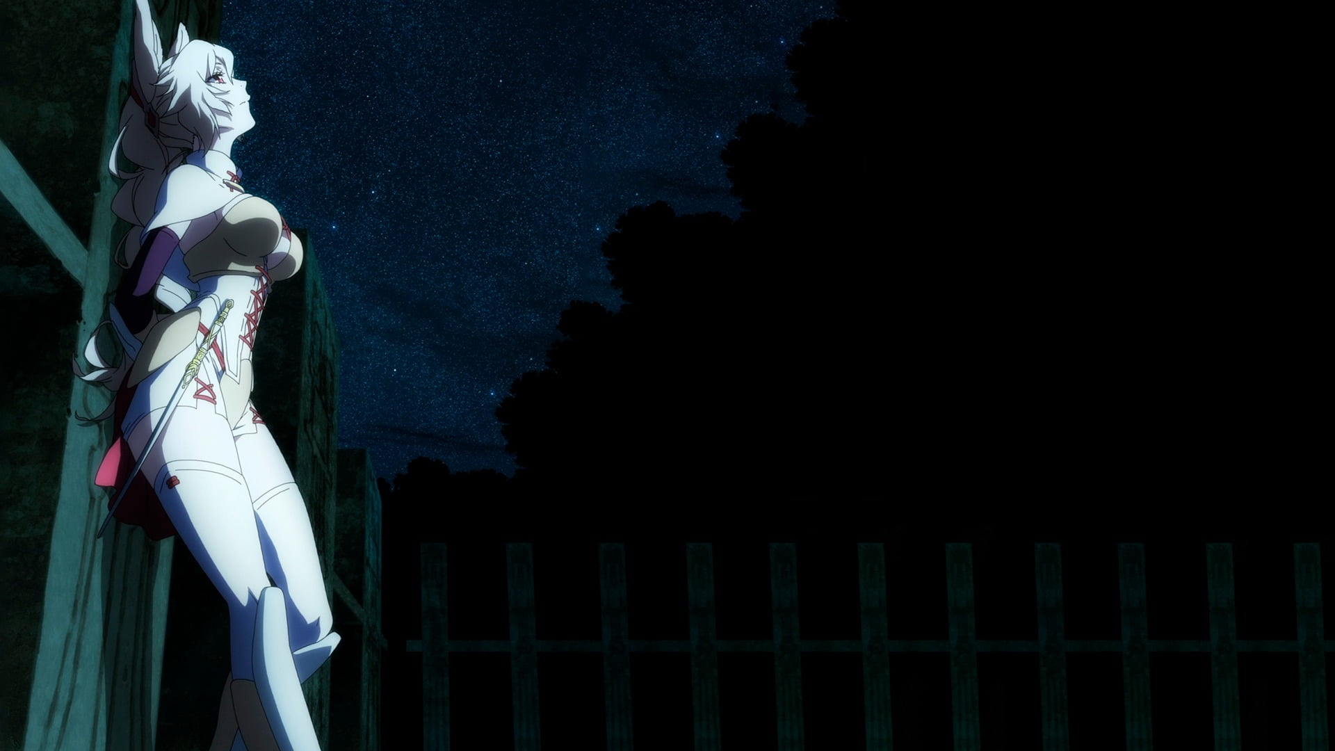 night, religion, belief, building, human representation, 1080P, architecture, sculpture, stars, built structure, low angle view, outdoors, anime girls, HD Wallpaper