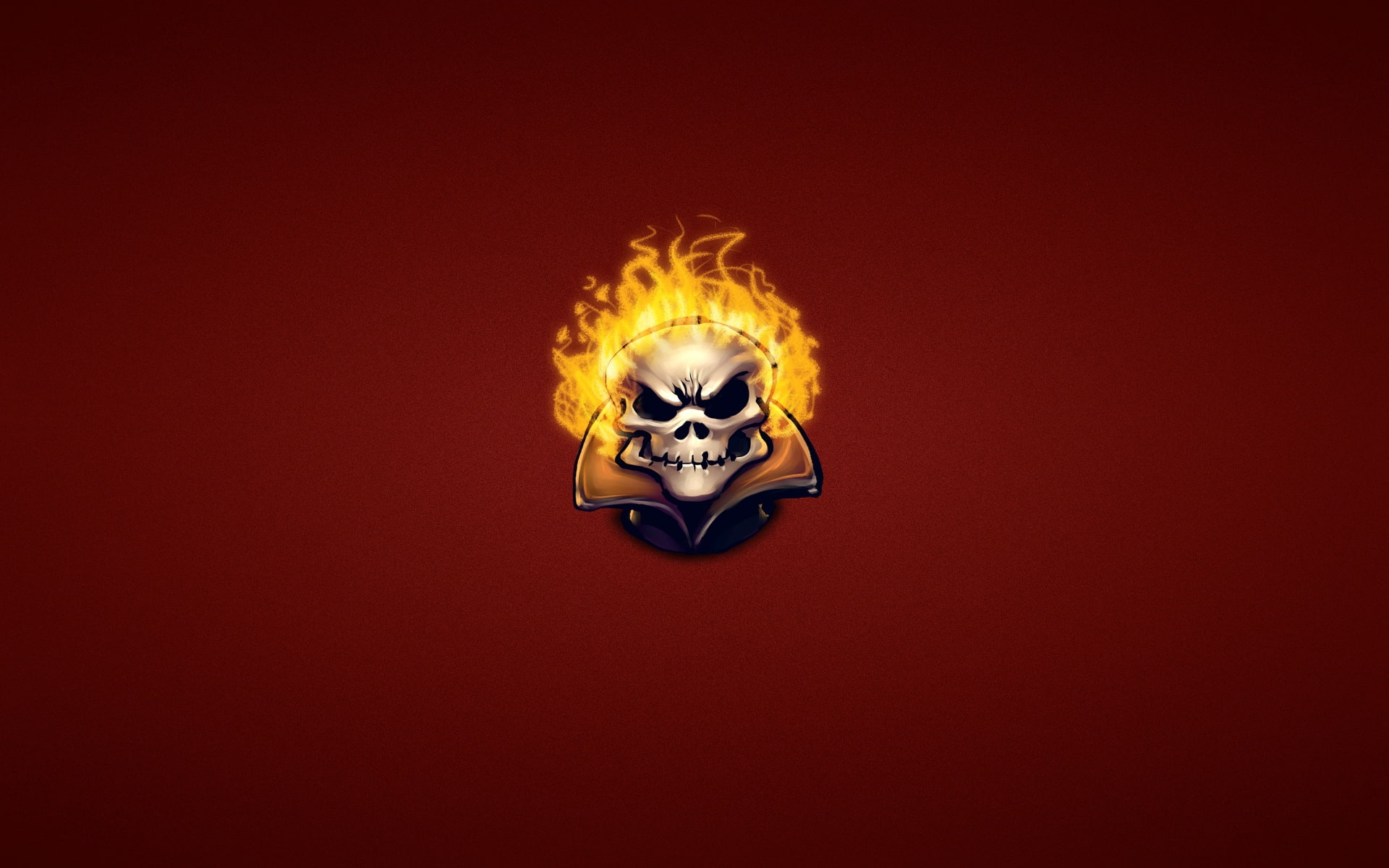 ghost, skeleton, skull, the fire, head, 1080P, rider, the skeleton, HD Wallpaper