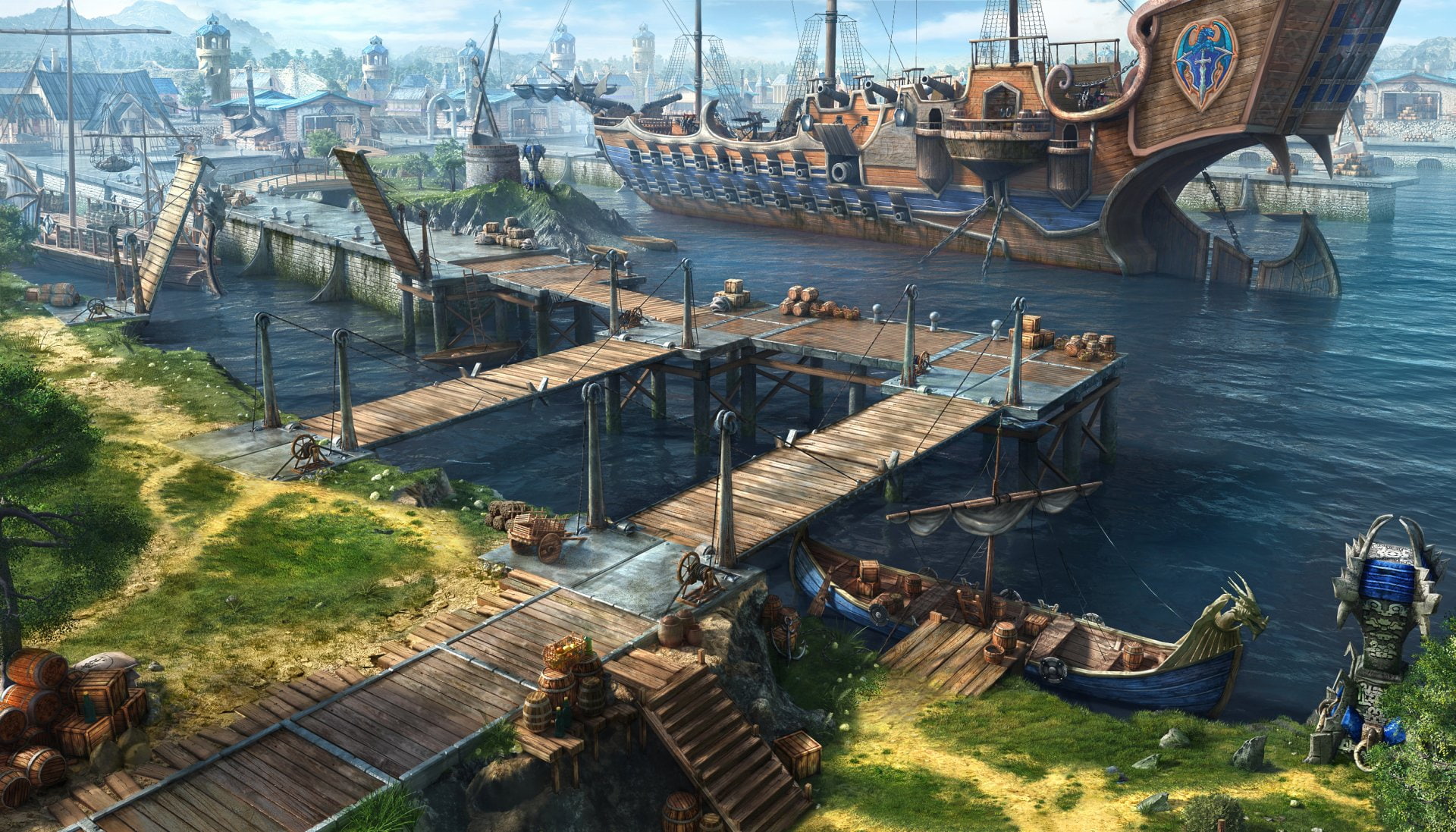 Ship, Video Game, Dragon Eternity, 1080P, Pier, HD Wallpaper