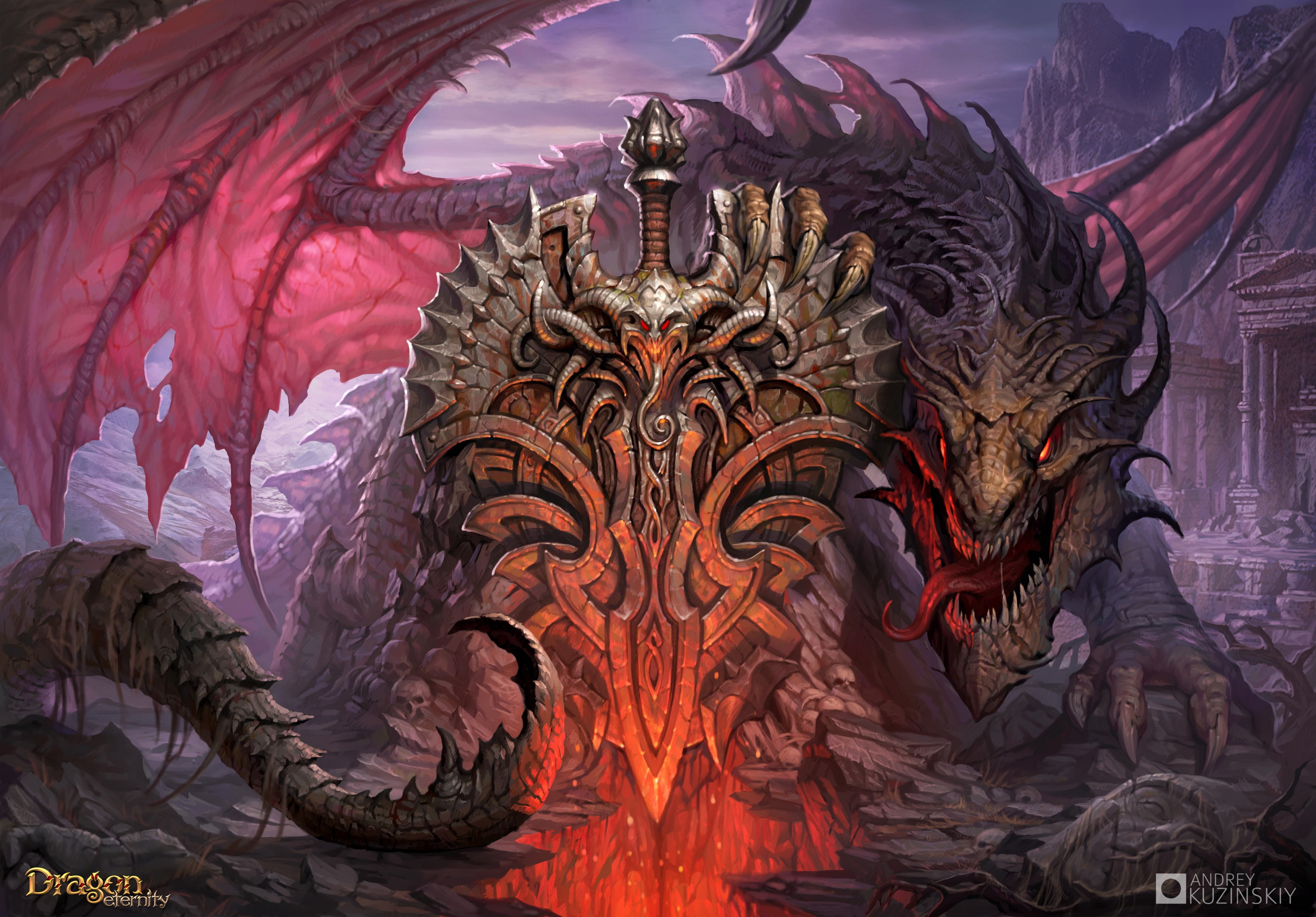 Dragons Of Eternity, Andrew Kosinski, coat of arms, Dragon Eternity, art, dragon, 2K, HD Wallpaper