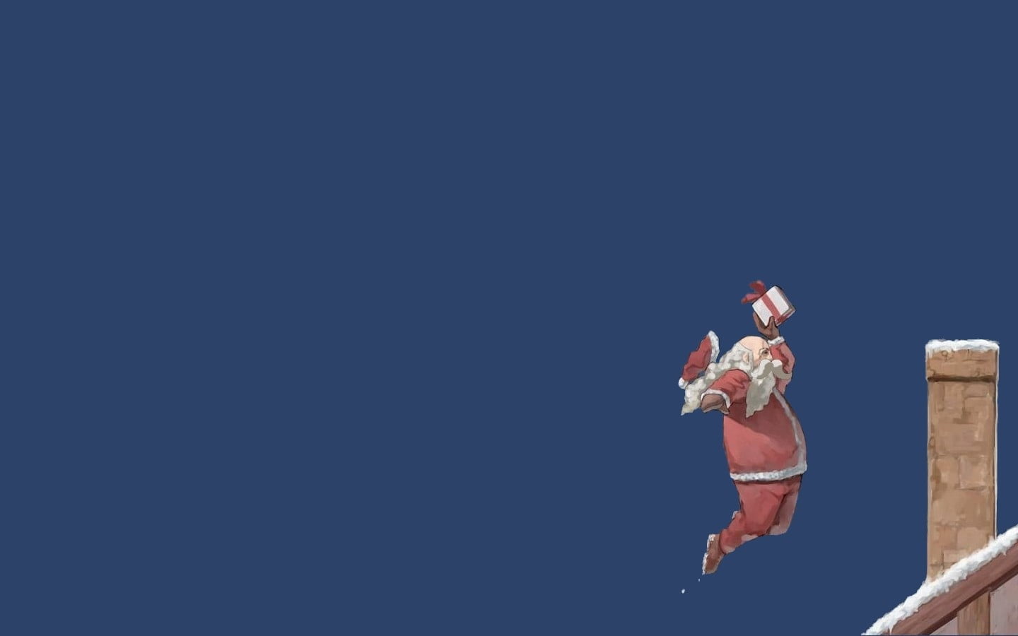 Santa Claus, nature, sport, full length, day, sky, arms raised, mid-air, human body part, 720P, limb, gift, humor, blue, jumping, minimalism, HD Wallpaper