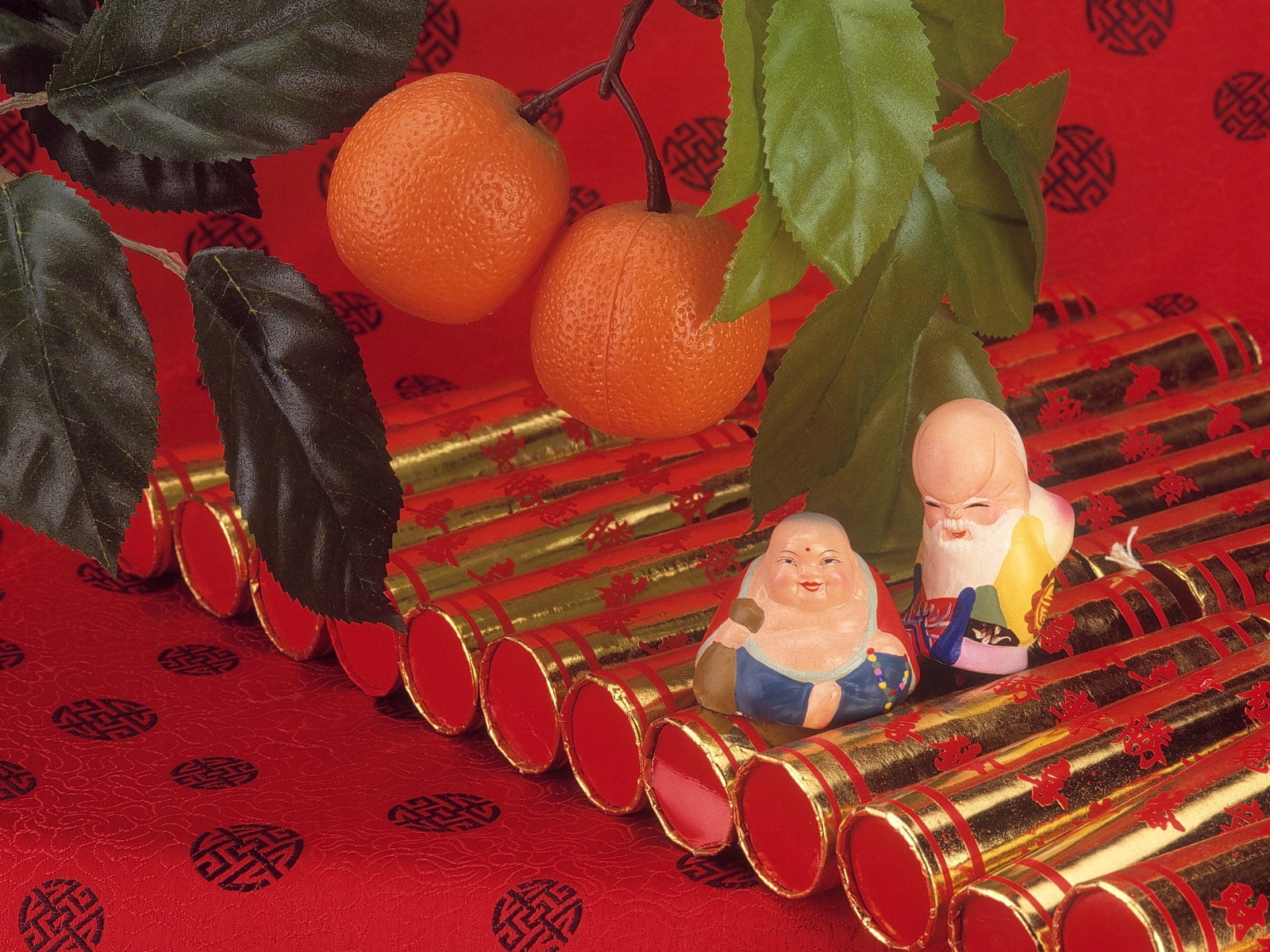 chinese new year, orange, festival, child, 720P, holiday, figurine, citrus fruit, celebration, tube, orange color, childhood, traditional clothing, red, HD Wallpaper