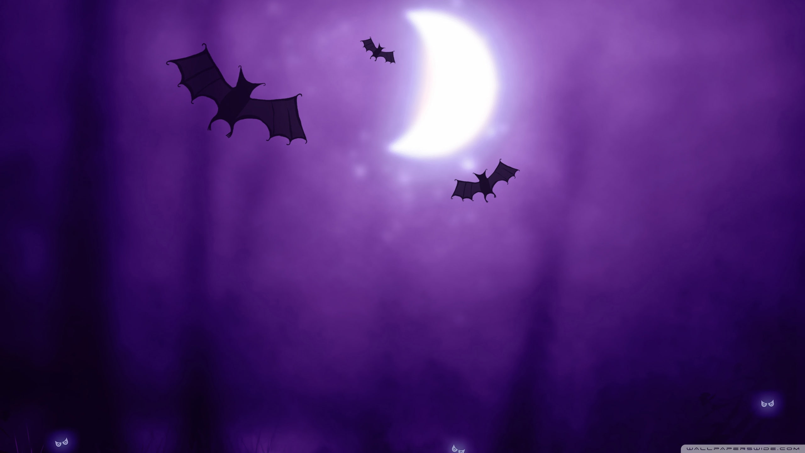 moons, night, 2K, silhouette, art, hd, moon, x, bats, purple, space, halloween, drawings, HD Wallpaper