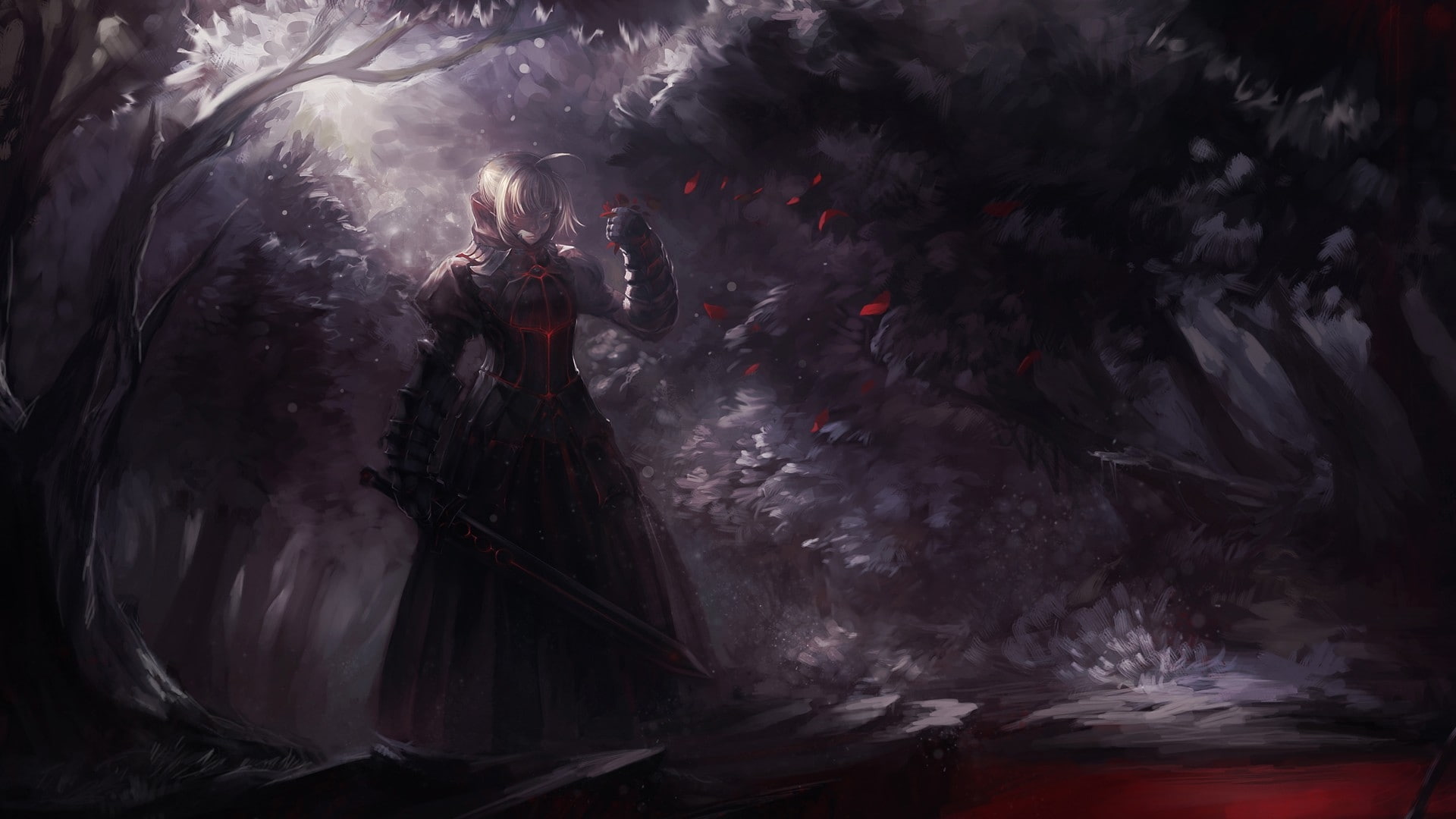 night, fate, armor, fatestay, alter, moon, series, swords, x, blondes, 1080P, Fate/stay Night, moons, type, hd, space, saber, art, HD Wallpaper