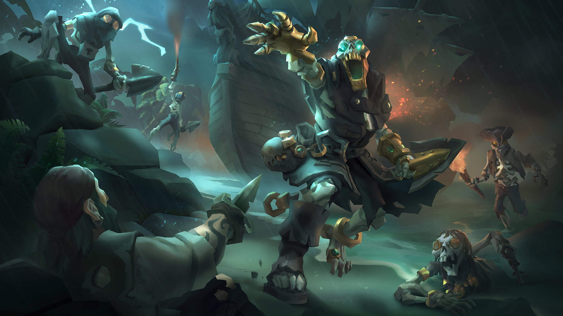 Sea of Thieves, video games, ship, pirates, 1080P, skeleton, HD Wallpaper