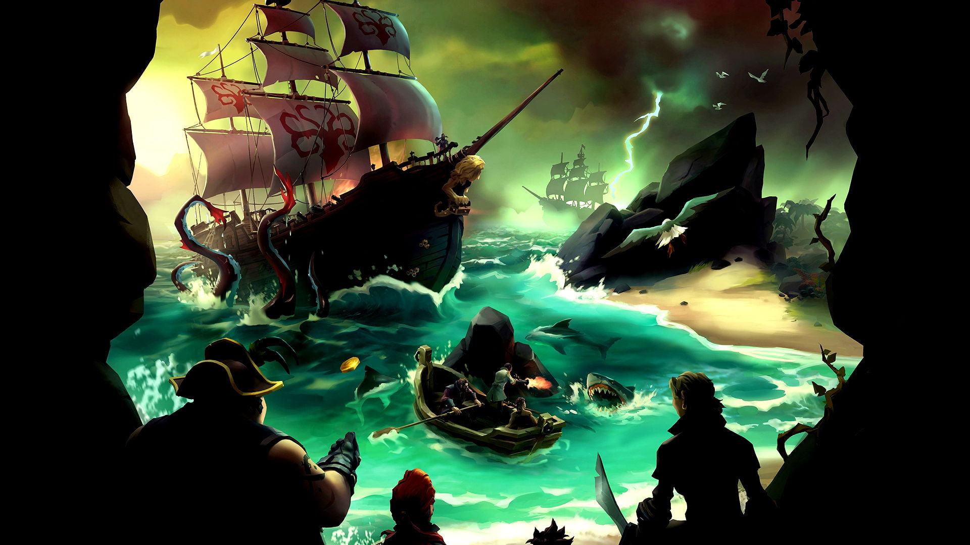 sea, pirate, rpg, fantasy, adventure, action, mmo, fighting, 1080P, thieves, microsoft, xbox, windows, HD Wallpaper