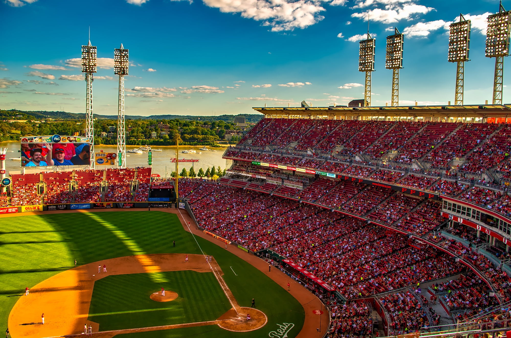 travel destinations, architecture, high angle view, 1080P, ohio, field, crowd, building exterior, athletics, outdoors, leisure activity, sport, city, summer, HD Wallpaper