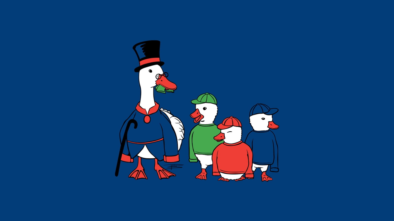 animals, mcduck, duck, dewey, art, huey, huey duck, 720P, louie, scrooge, funny, Scrooge McDuck, hd, ducks, dewey duck, minimalistic, HD Wallpaper
